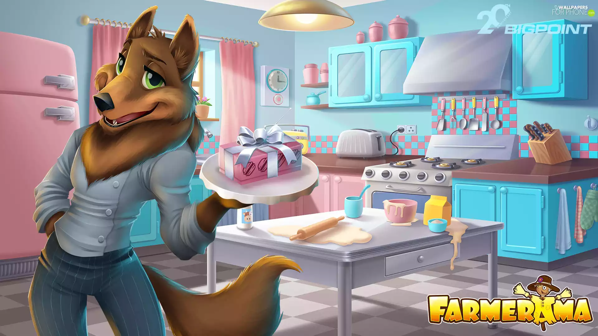 Farmerama, game, Kitchen, Table, facial flushing, Fox, ##, cake, knives