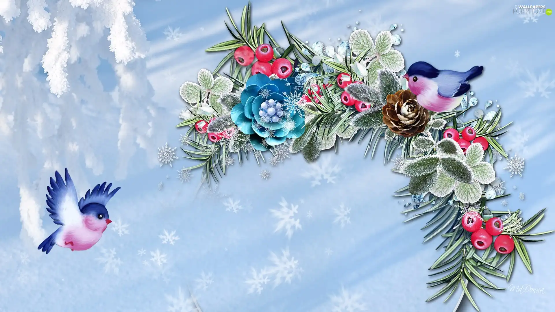 Birds on the log, headdress, festive