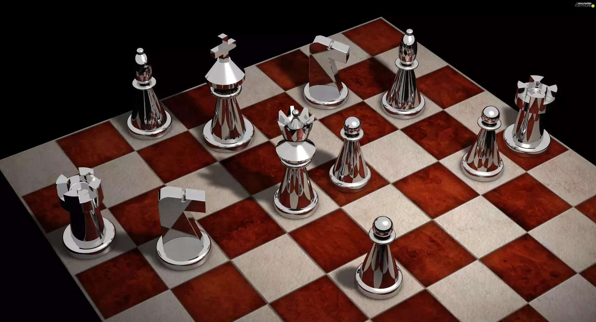 chess, figure, 3D Graphics, Silver