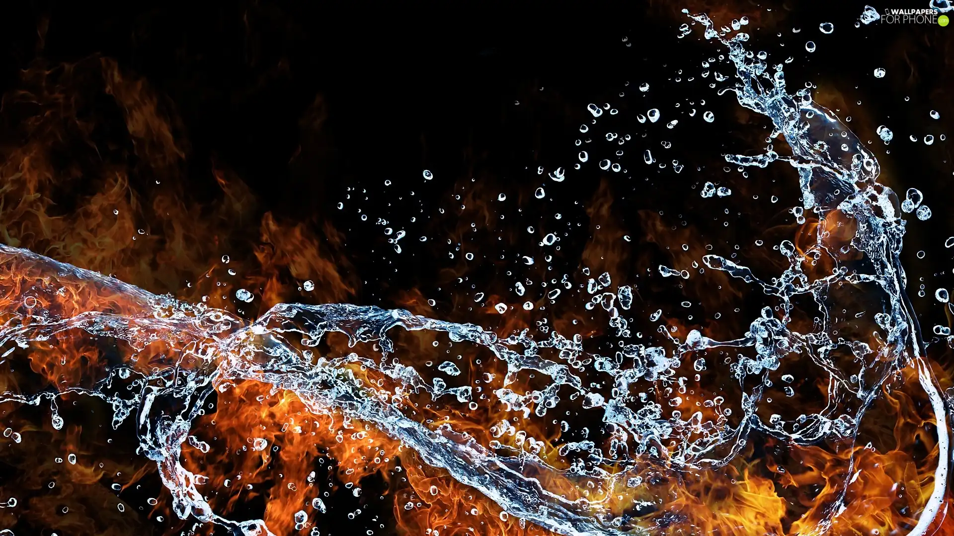 Big Fire, water, Two cars, element, abstraction