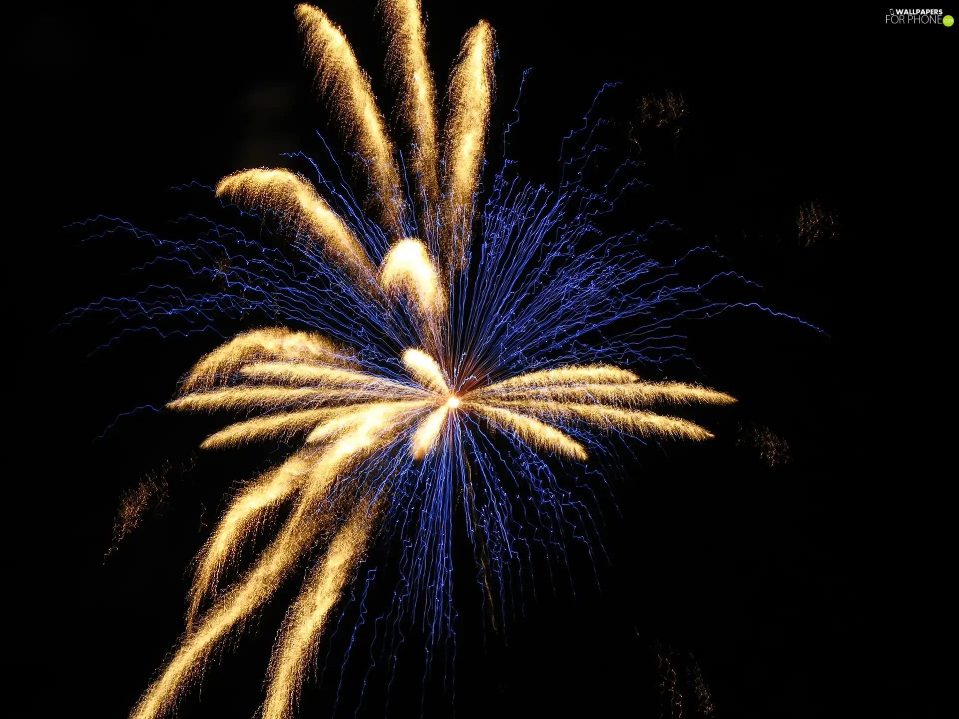 fireworks, orange, Blue