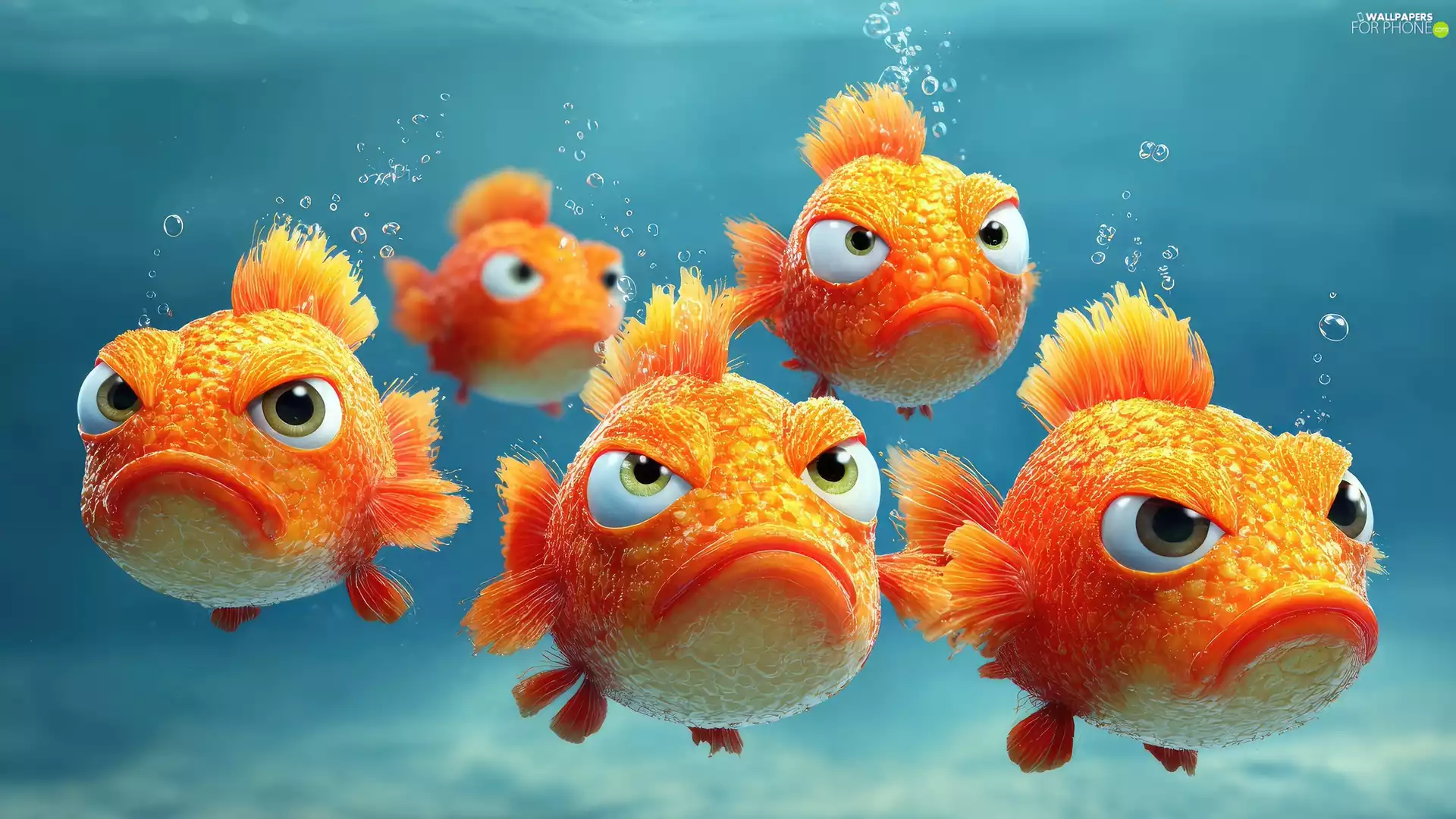 grimace, Orange, water, fish, Funny, sigh, graphics