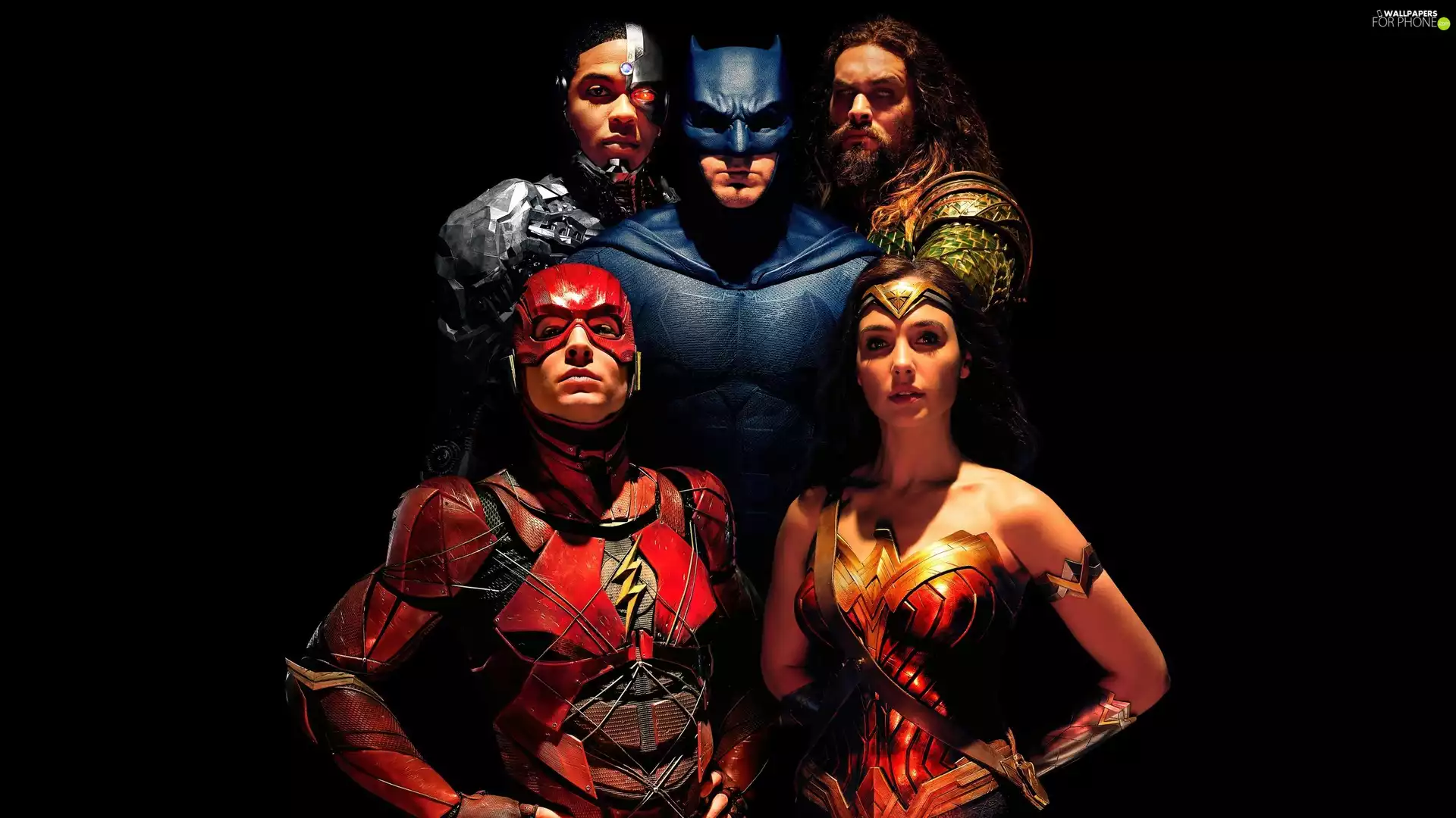 Justice League, Ray Fisher - Cyborg, Gal Gadot - Wonder Woman, Ben Affleck - Batman, Ezra Miller - Flash, Justice League, movie, Jason Momoa - Aquaman
