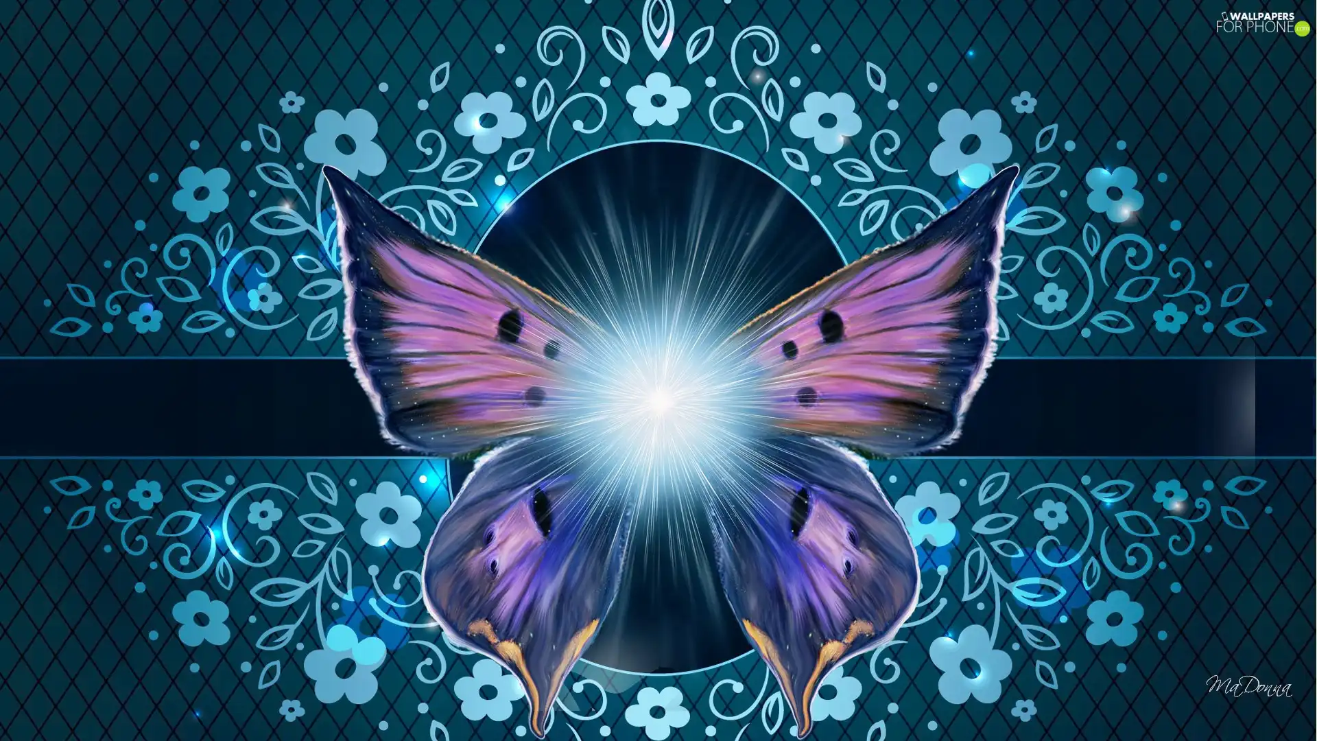 sun, butterfly, luminosity, ligh, Flowers, flash, graphics