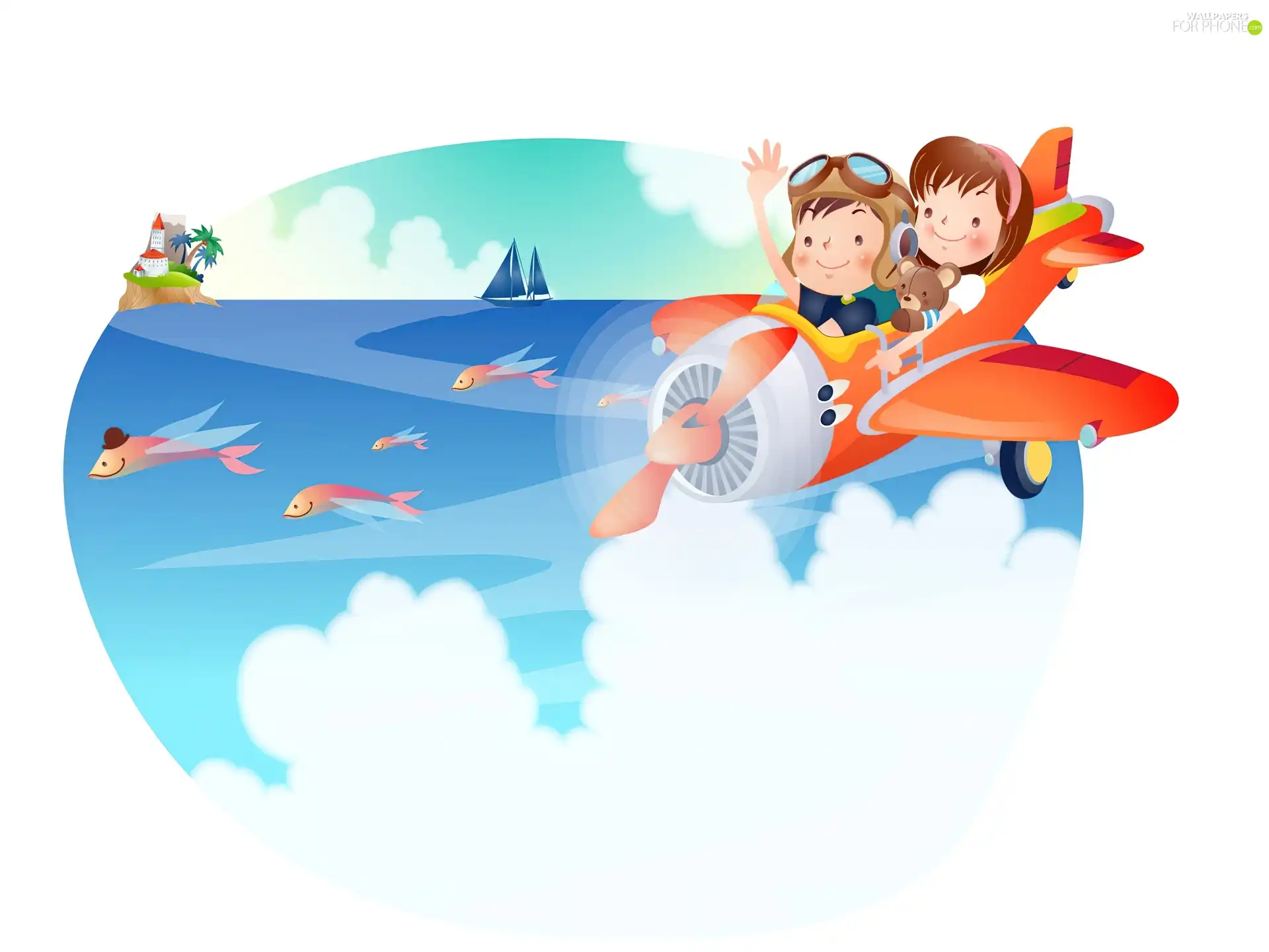 flight, Kids, plane