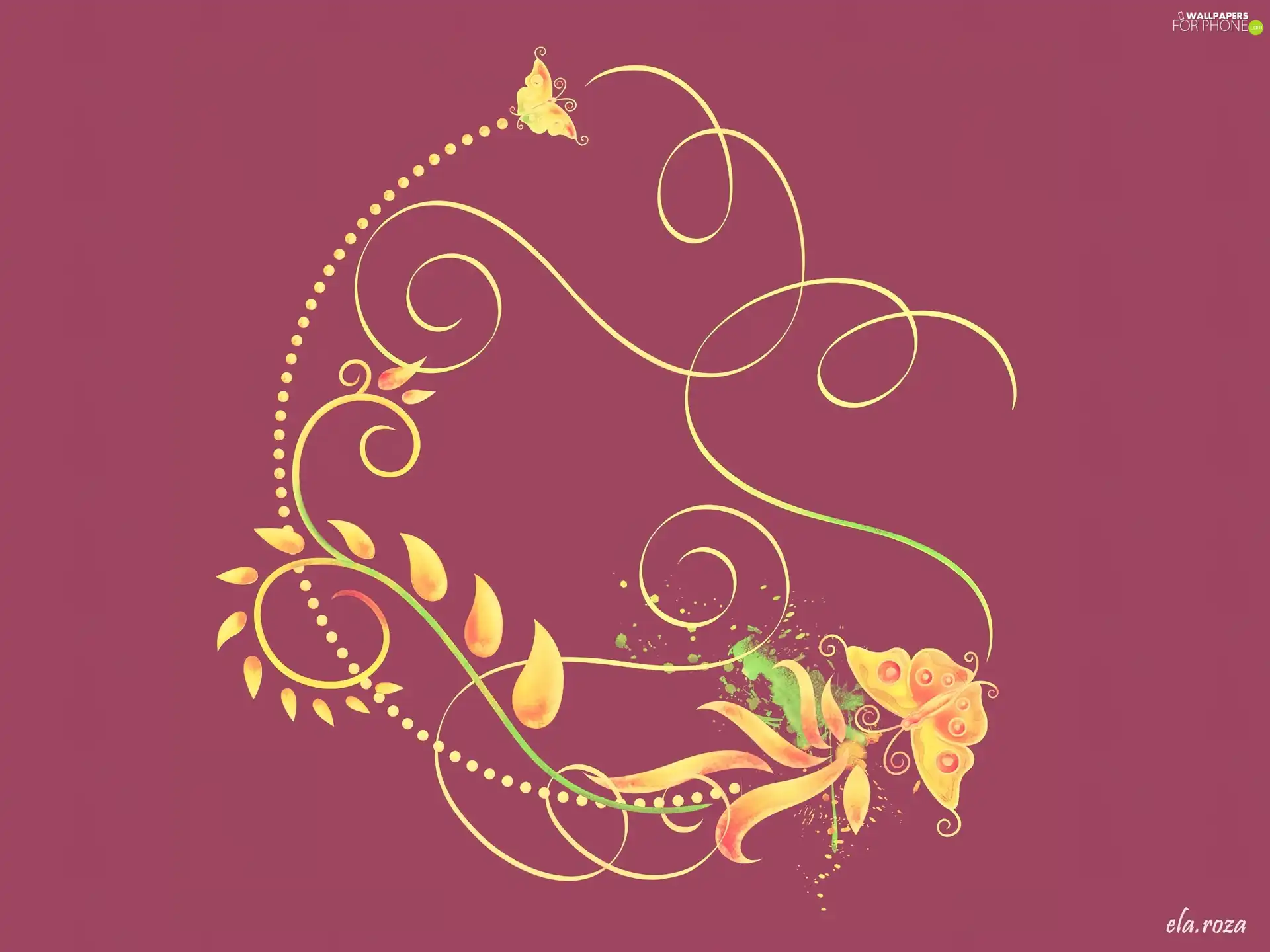 flourishes, butterflies, Esa