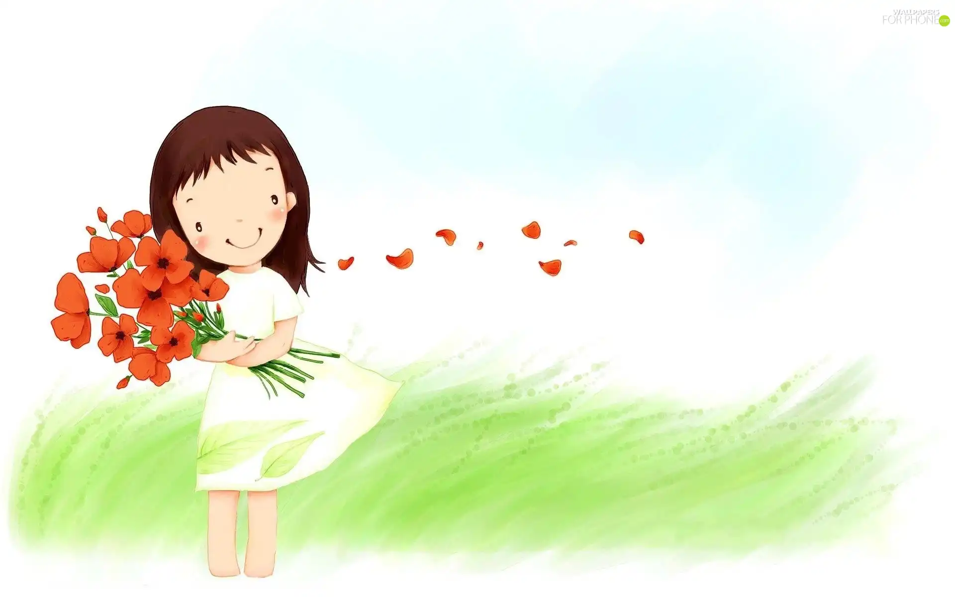 Flowers, Kid, bouquet