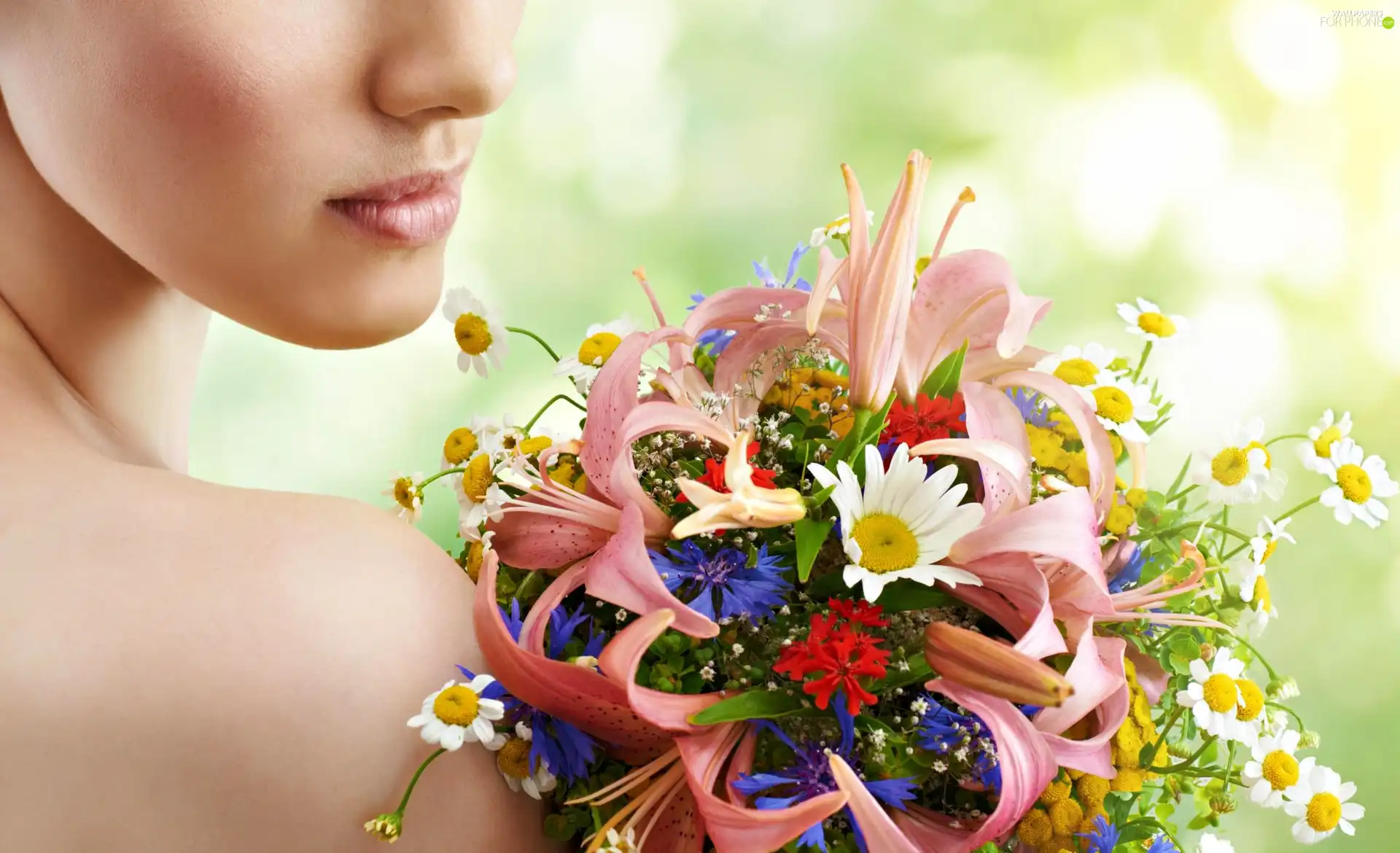 flowers, Women, bouquet