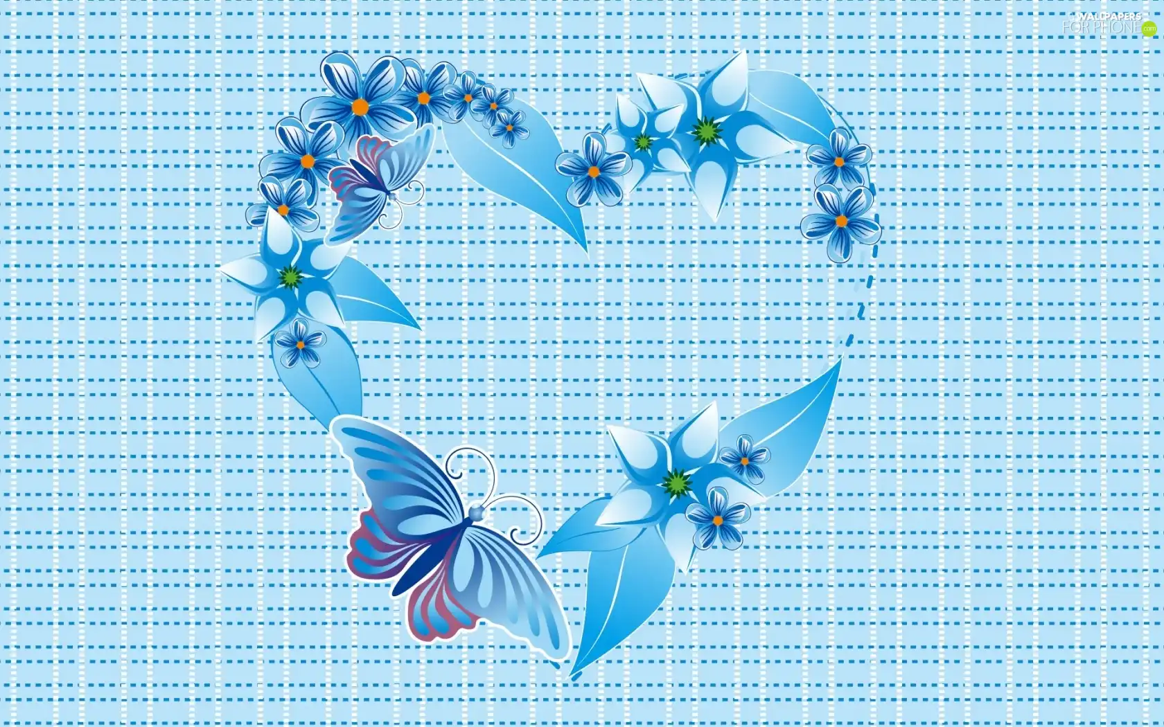 Flowers, Heart, butterflies