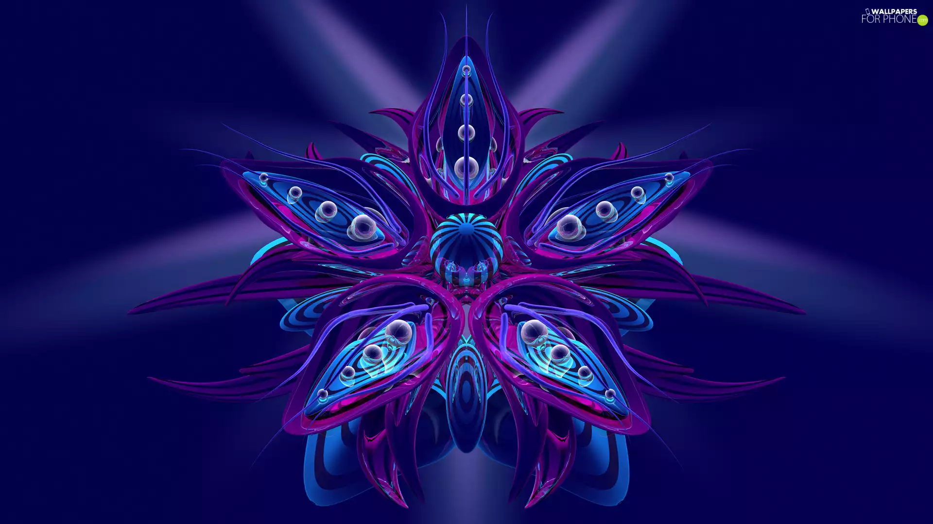 3D Graphics, Colourfull Flowers, blue background, blue