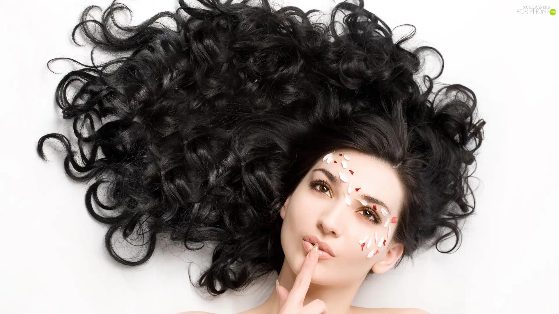 face, flakes, flowers, Hair