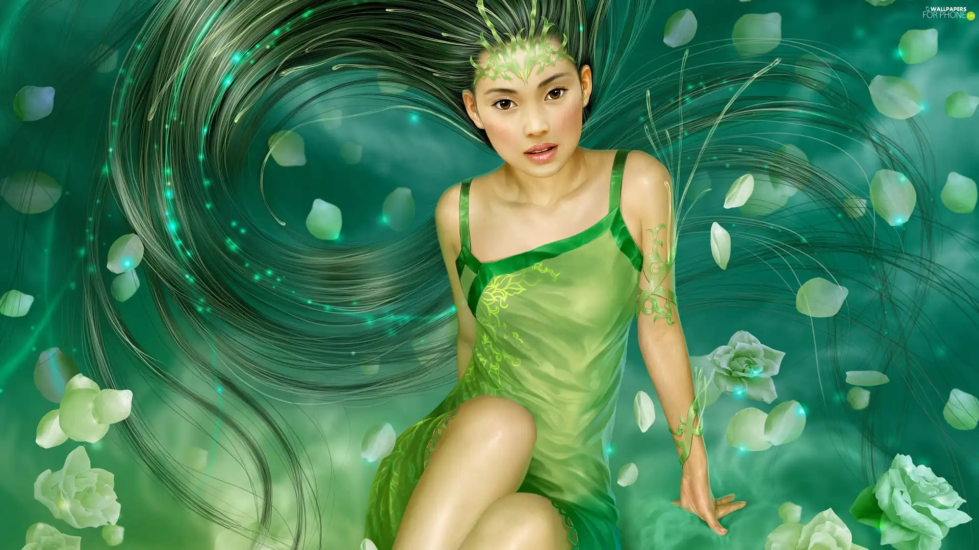 fantasy, Hair, Flowers, Women