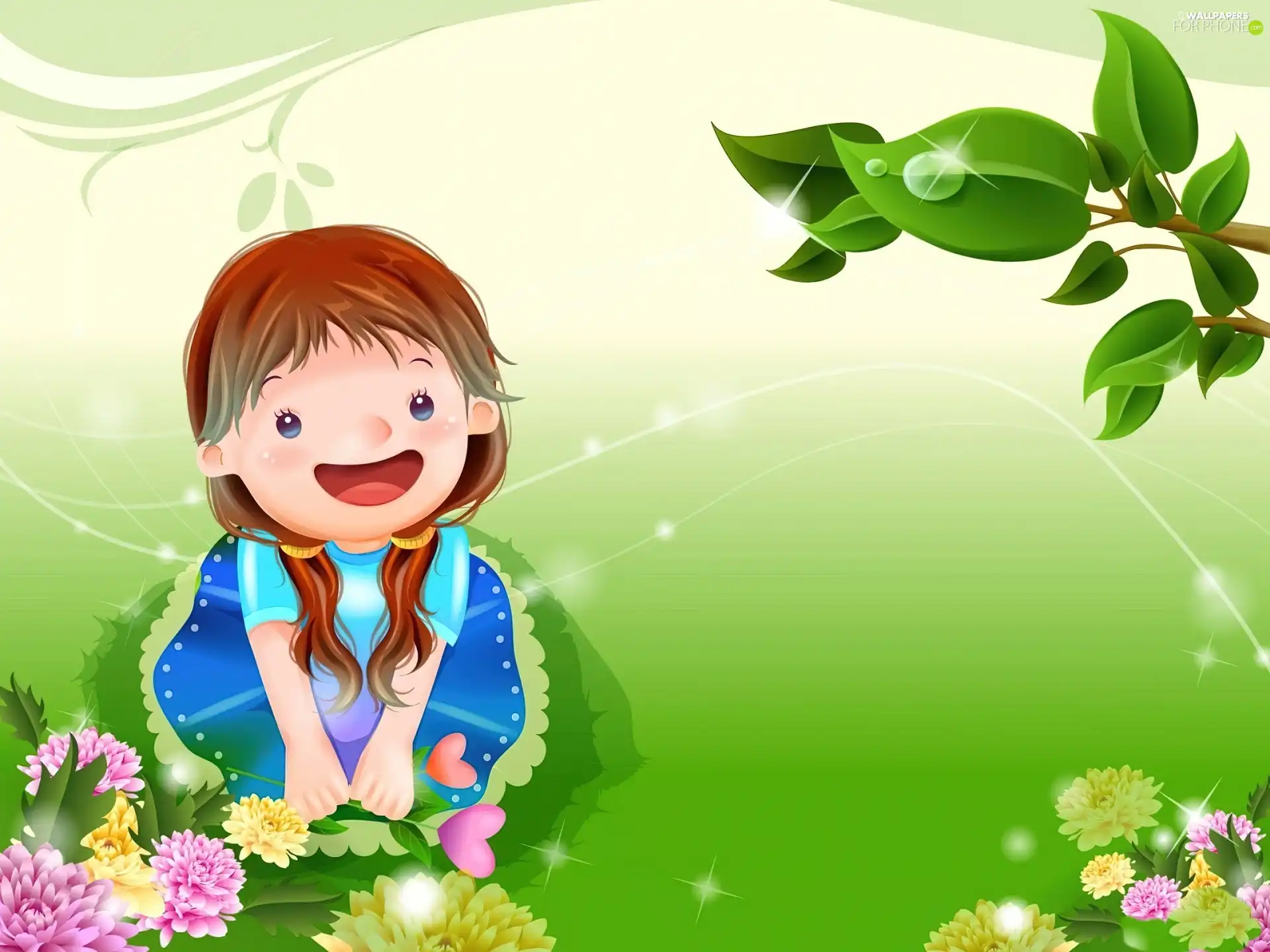 Flowers, Kid, garden