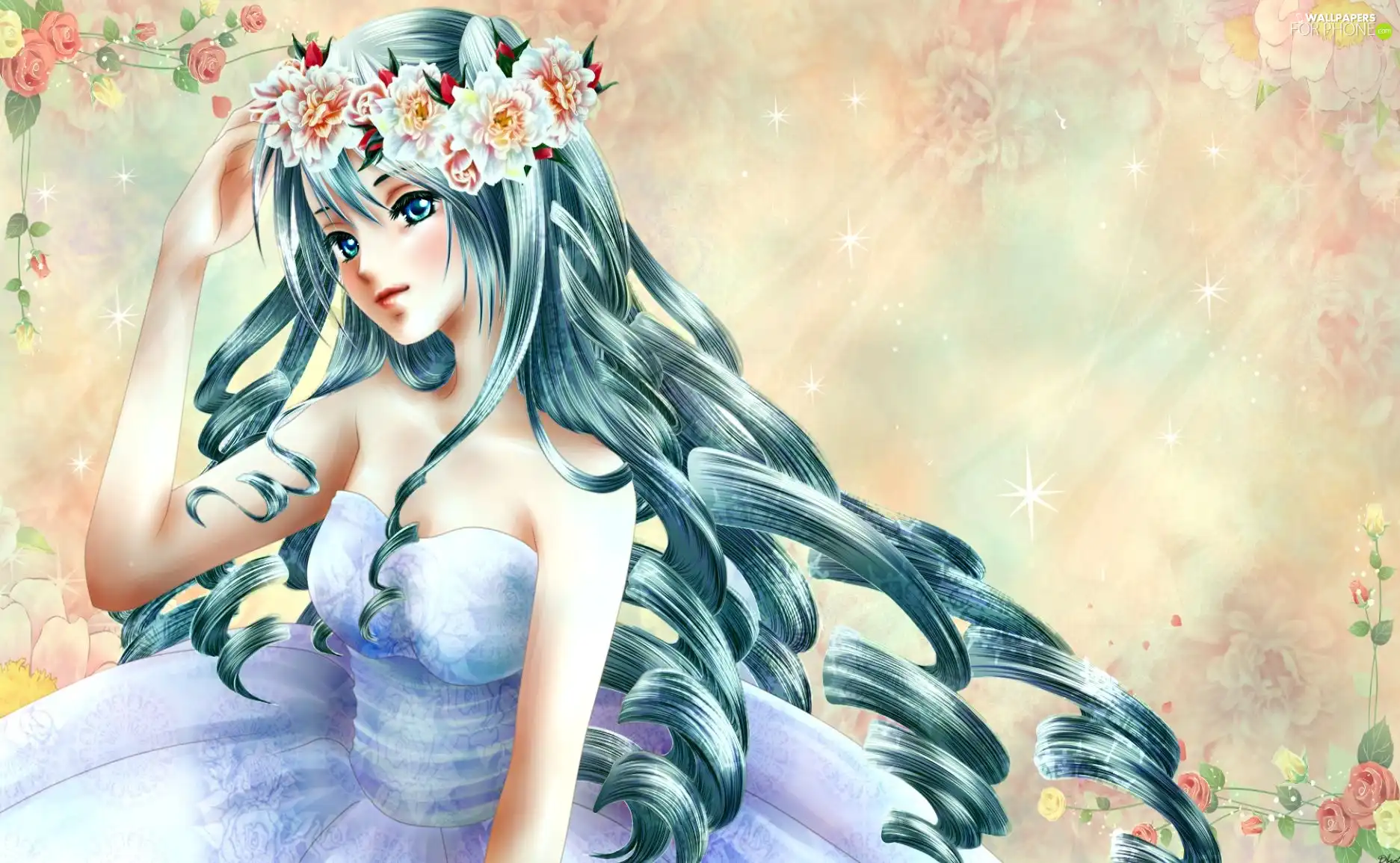 Flowers, Women, Hair