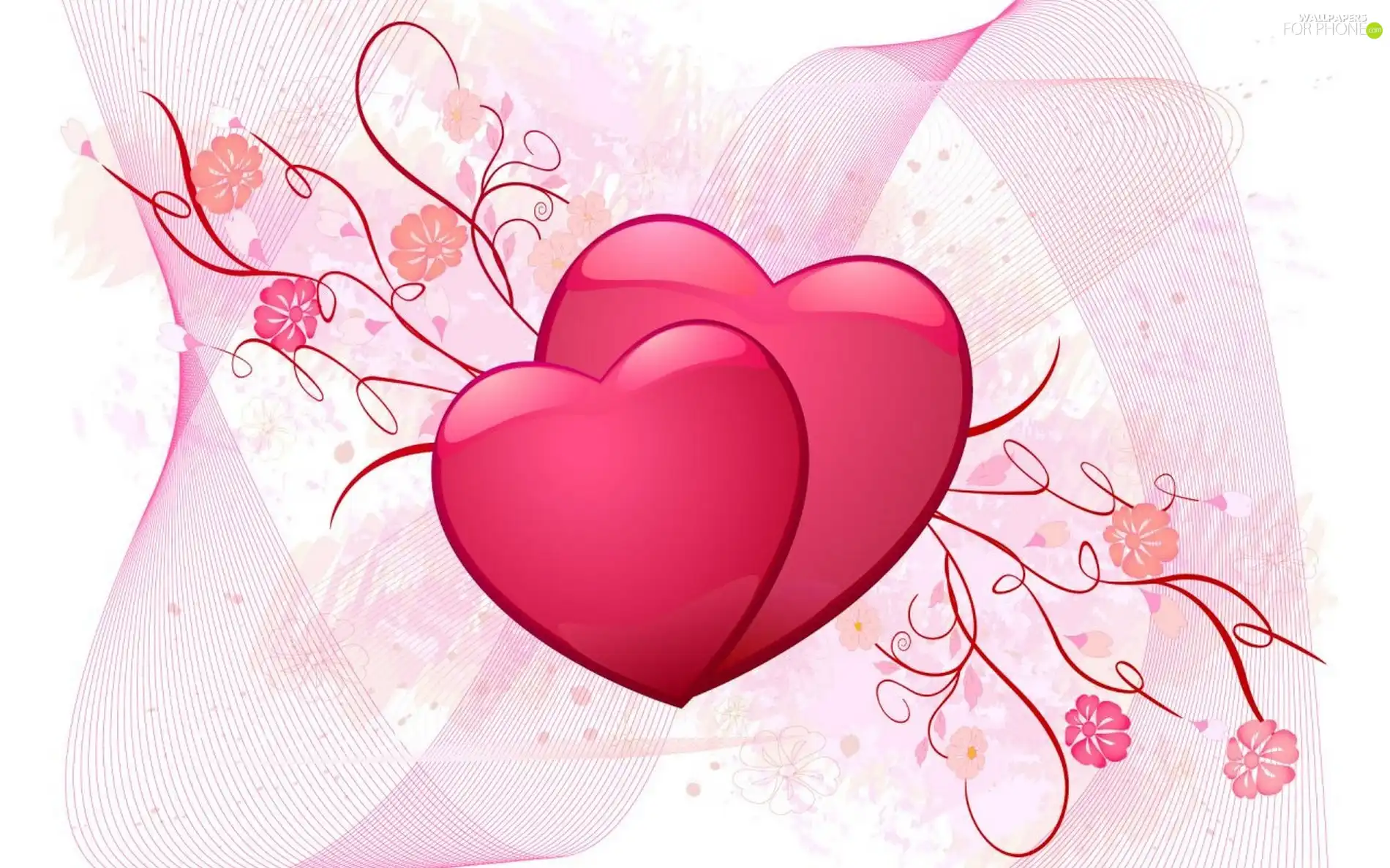 flowers, Pink, heart