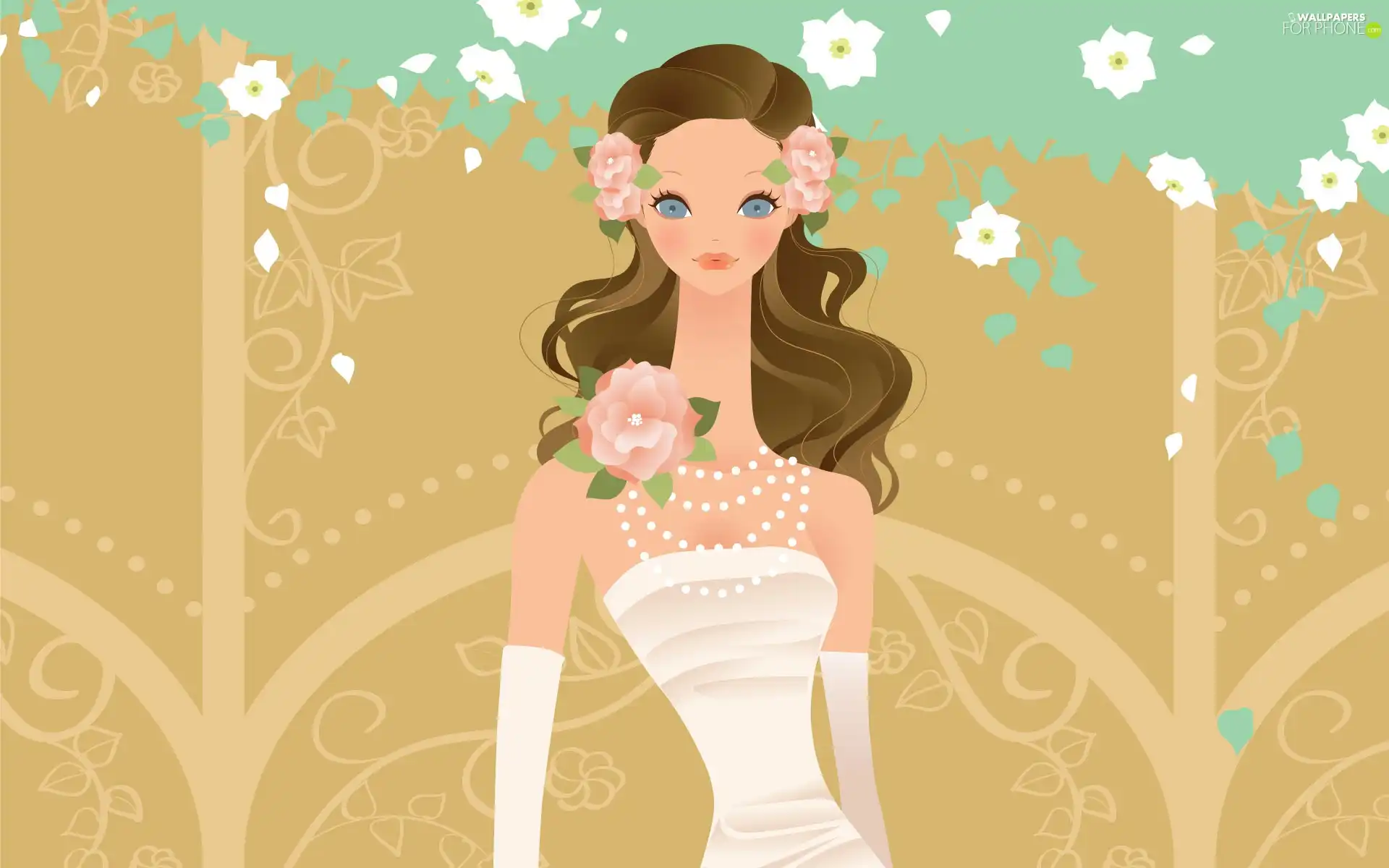 lady, Hair, Flowers, young