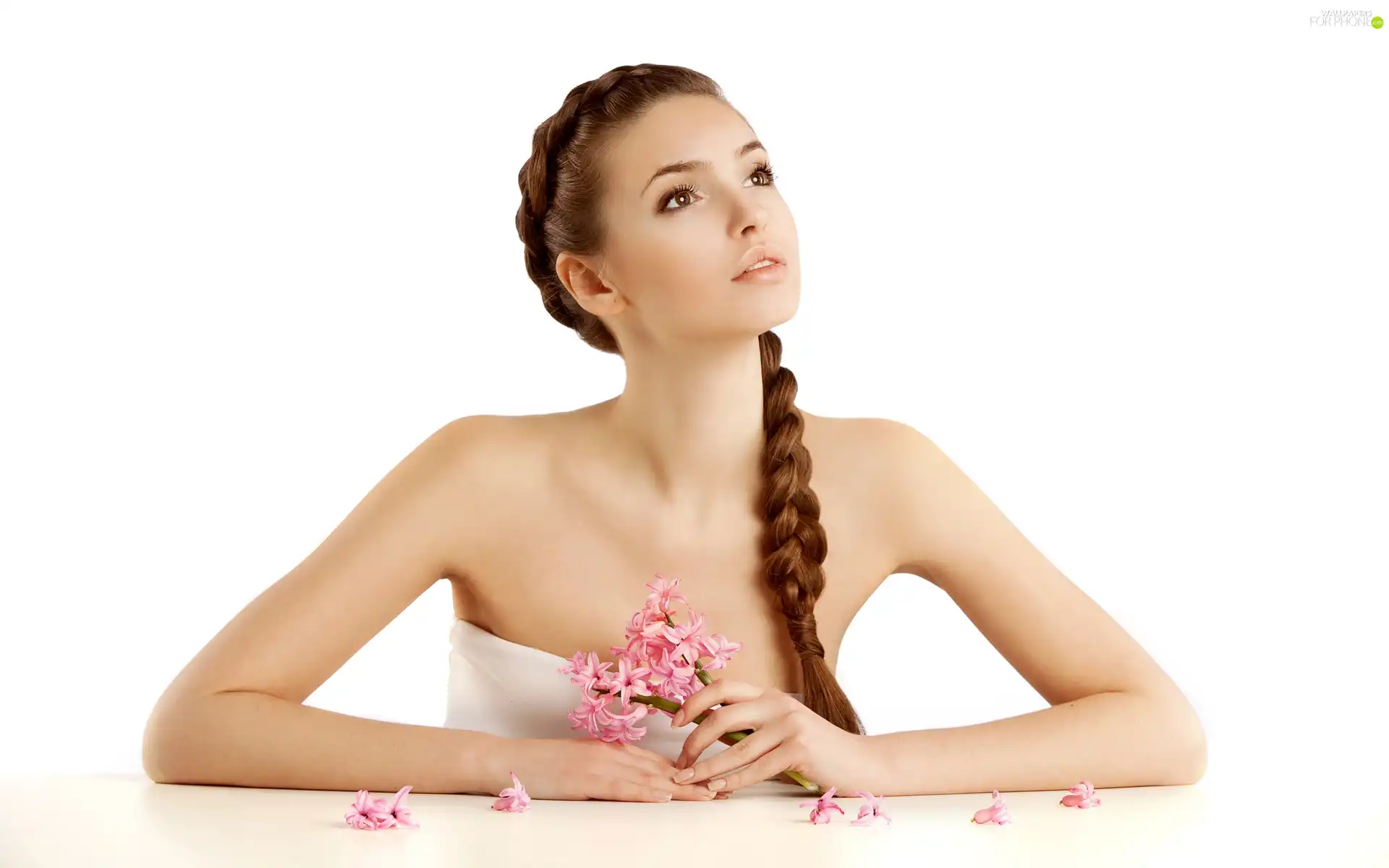 Flowers, girl, pigtail