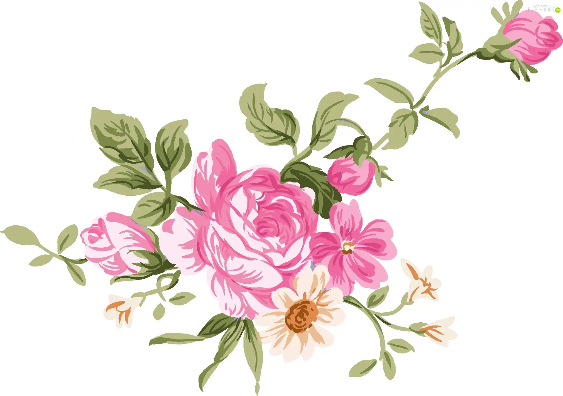 flowers, twig, pink