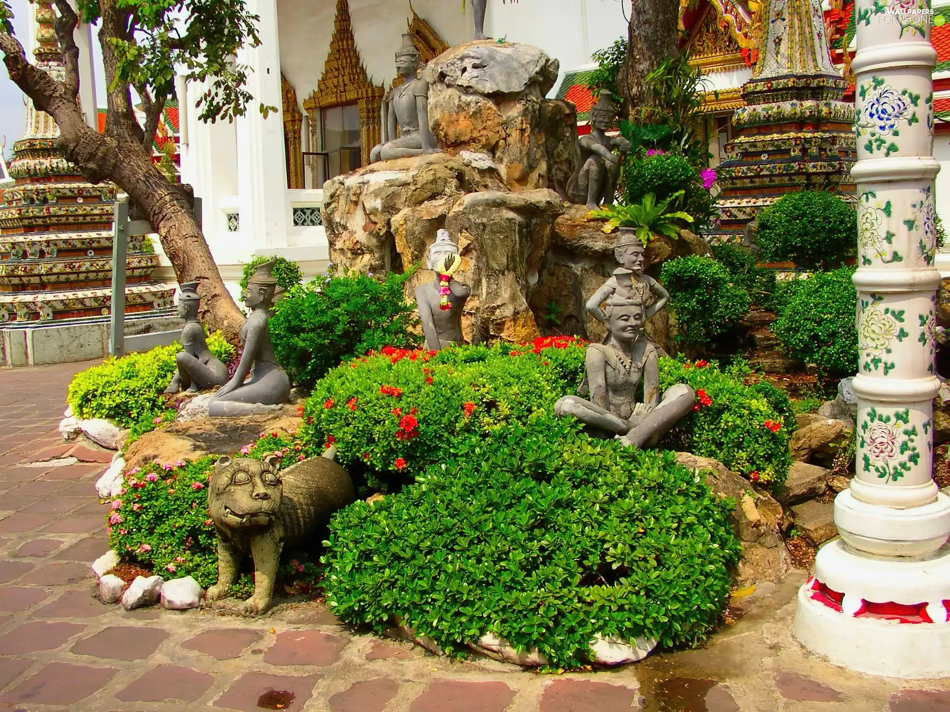 Flowers, Sculpture, Stone