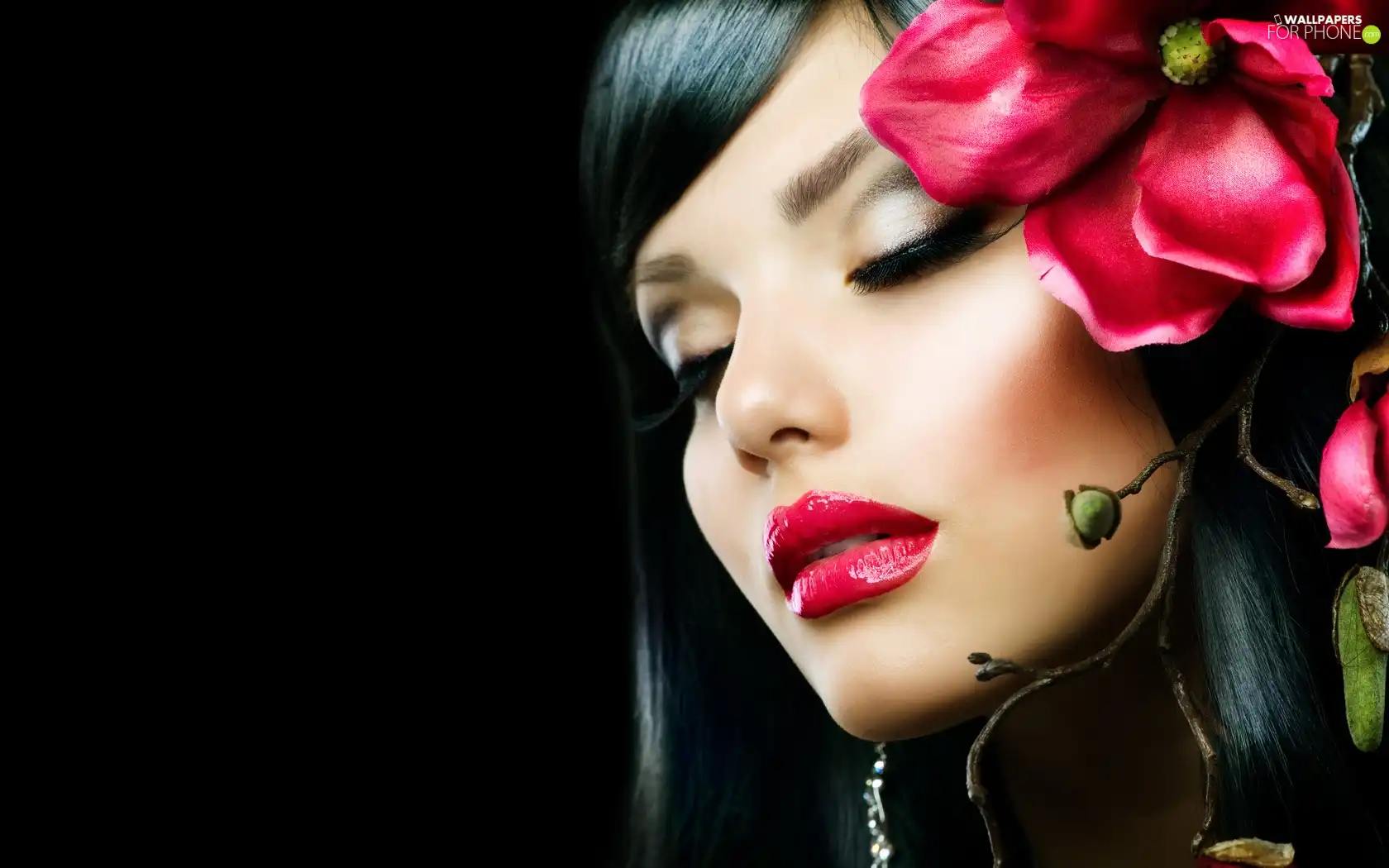 make-up, Women, Flowers