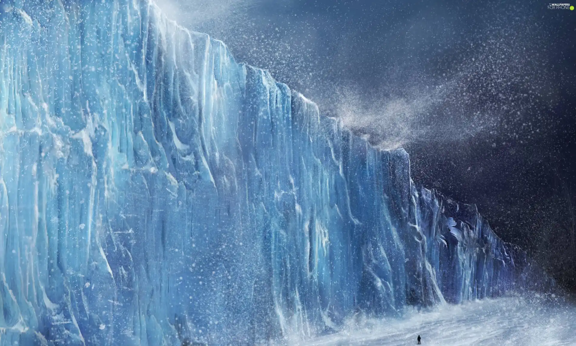 Mountains, winter, flurry, ice