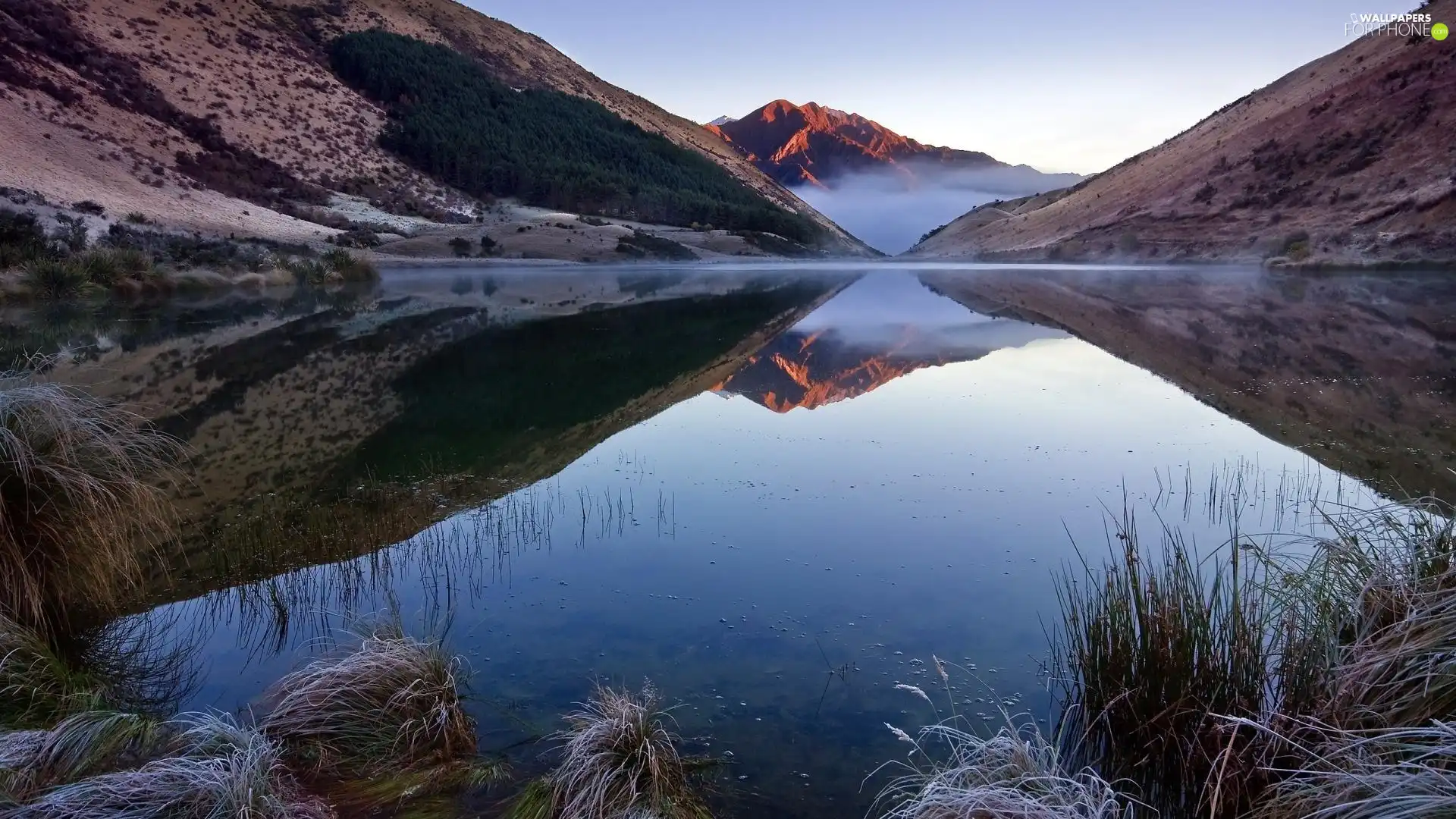 quiet, Mountains, Fog, lake