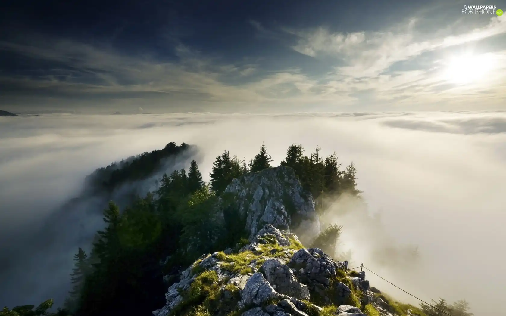 Fog, Mountains, rocks