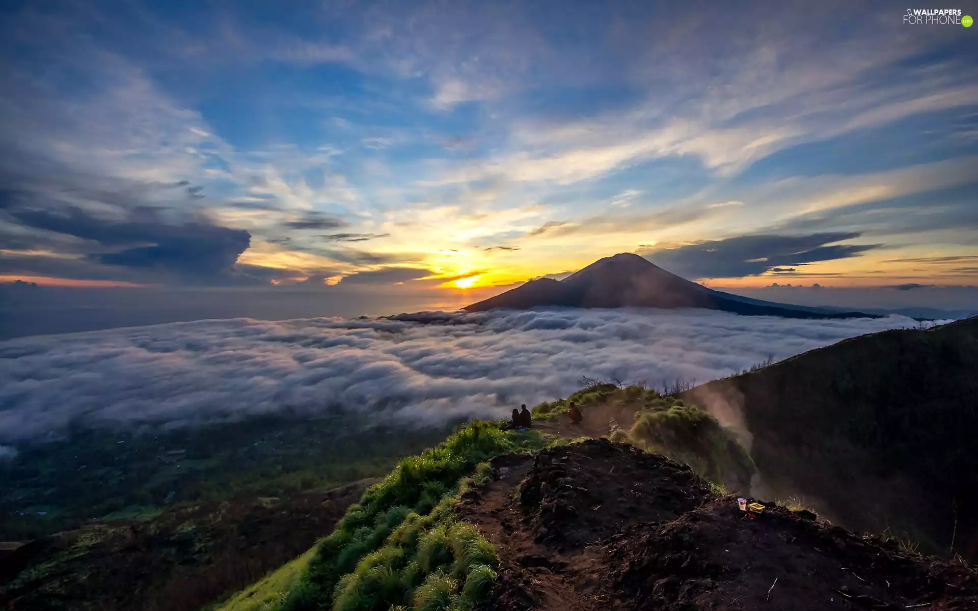 Fog, Mountains, Sunrise
