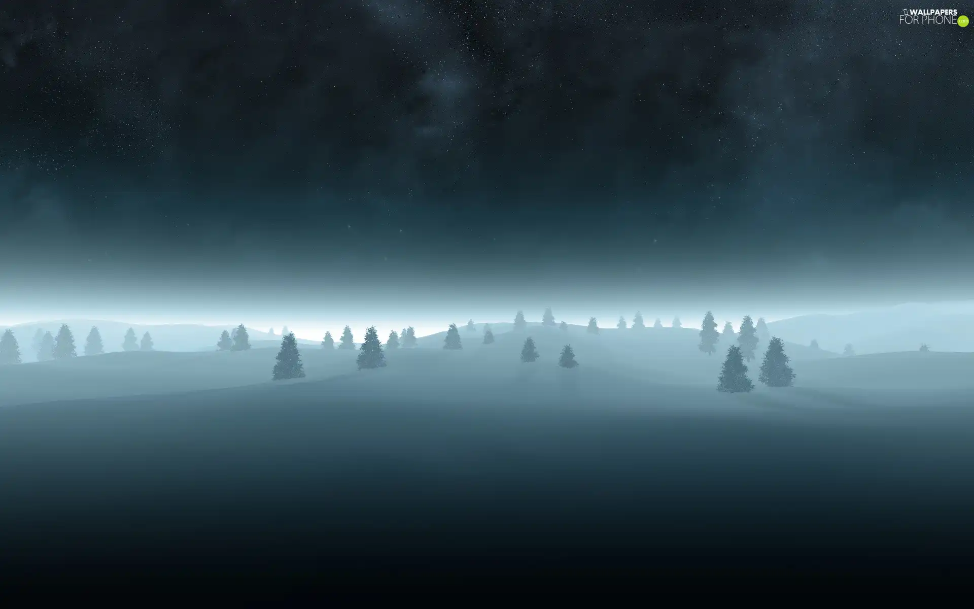 Fog, landscape, winter