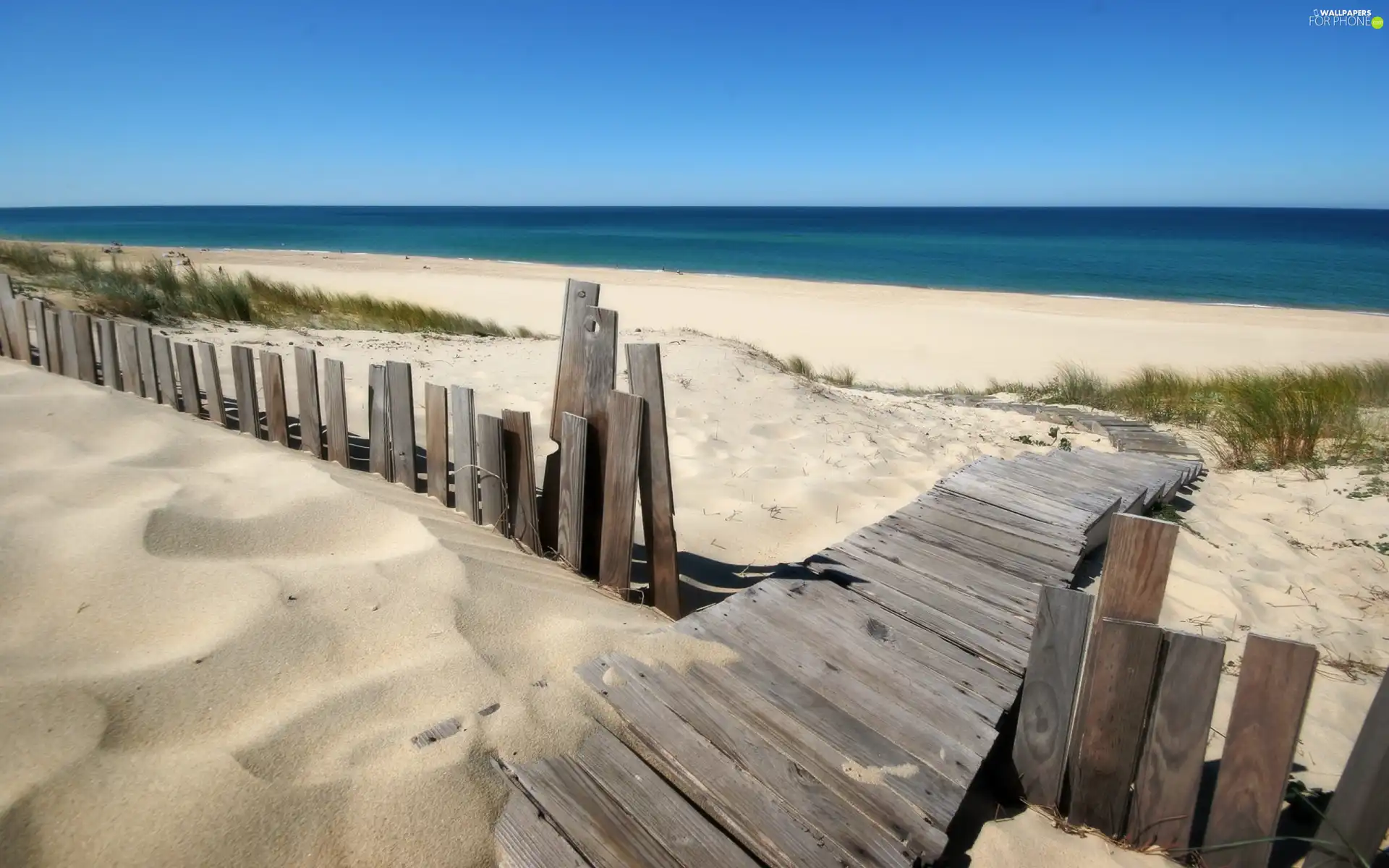 footbridge, sea, Beaches