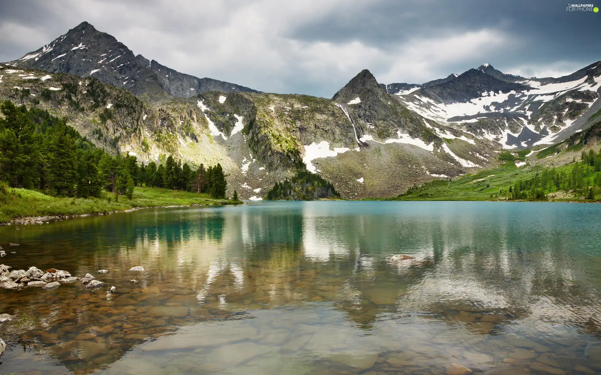 forest, Mountains, lake