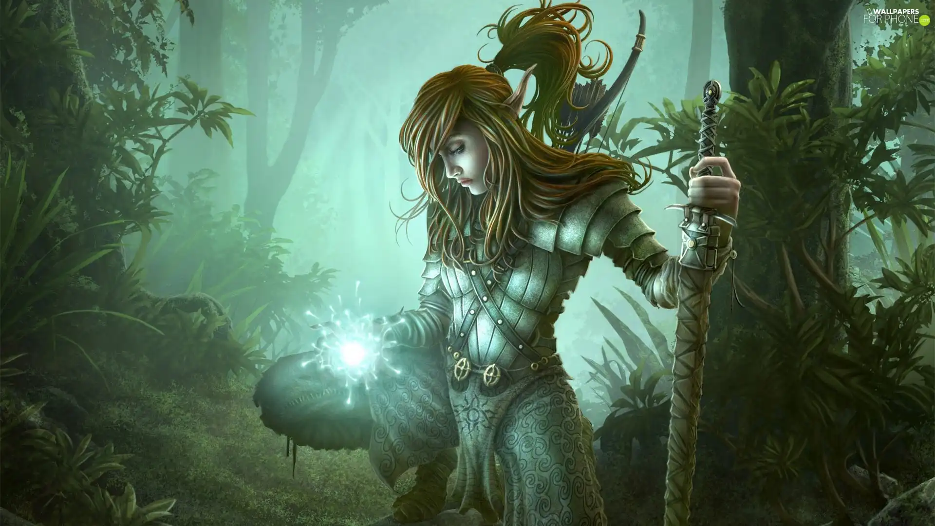 Women, sword, forest, Armor