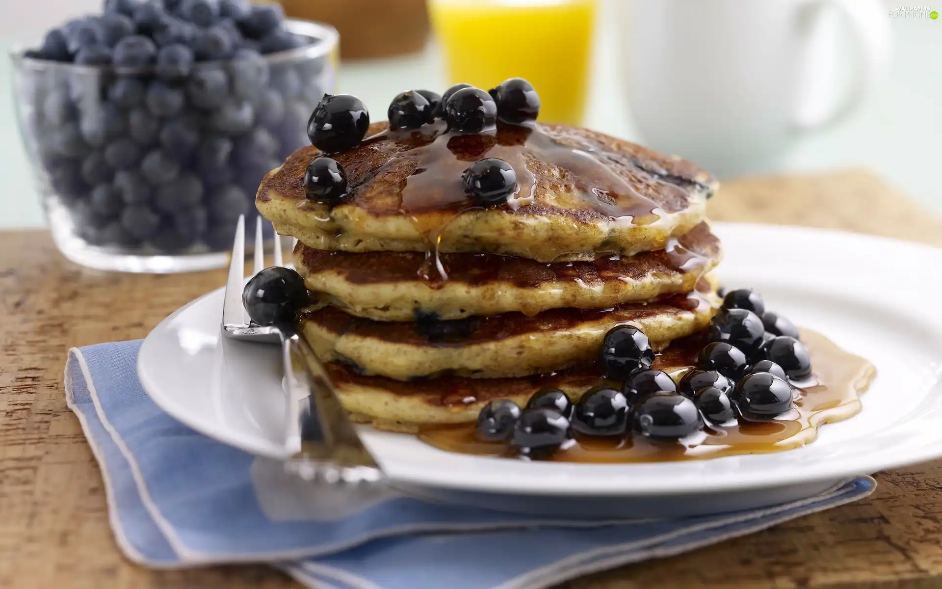 fork, delicacy, blueberries