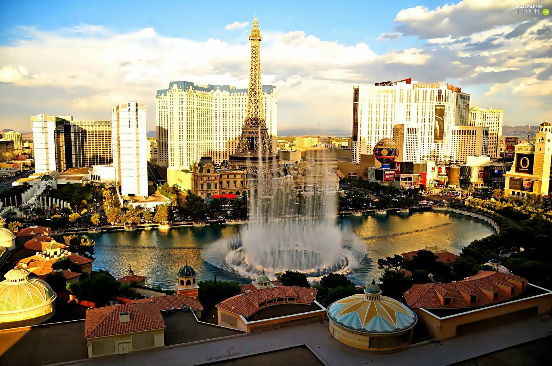 Las Vegas, town, fountain, panorama