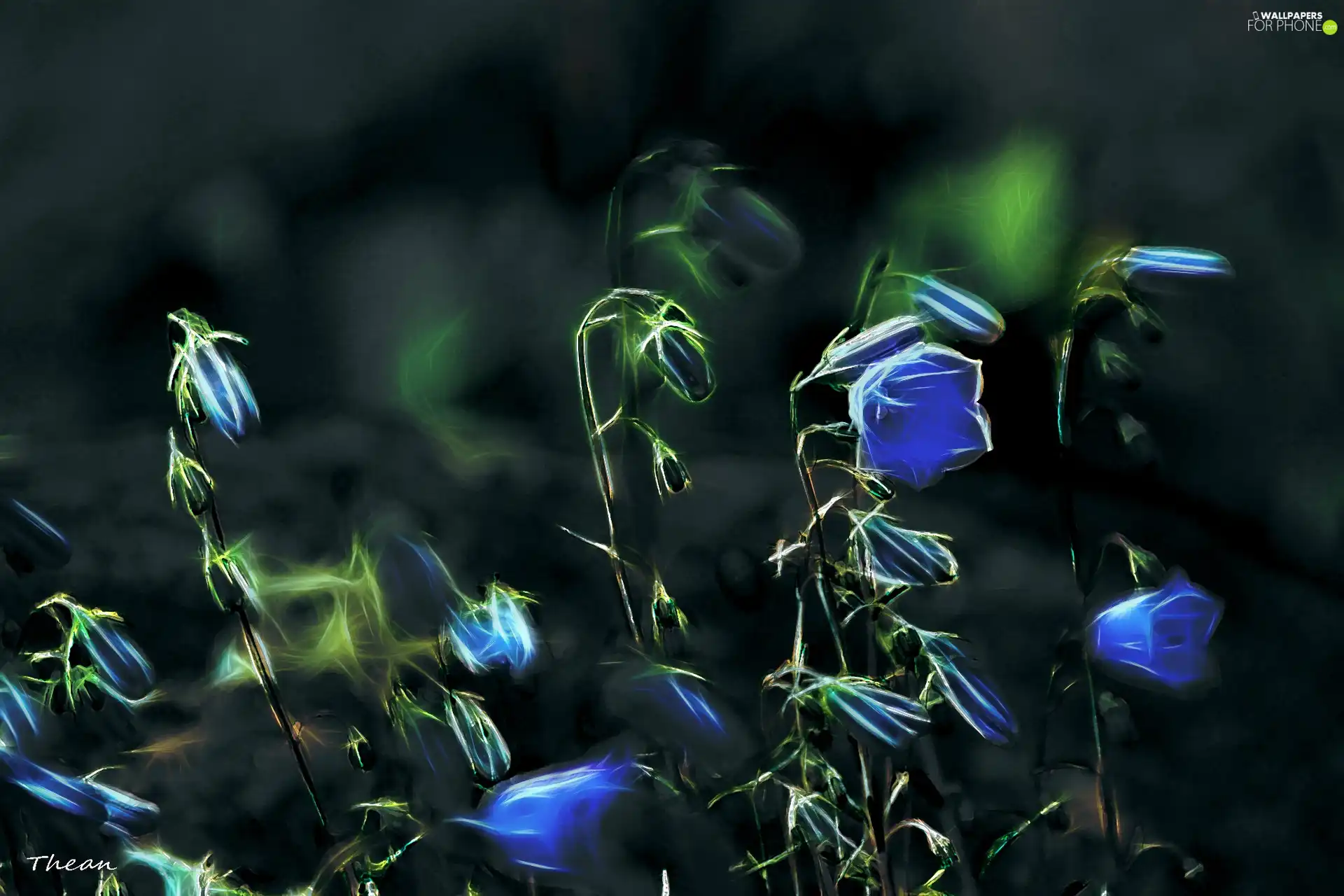 Fractalius, Blue, Flowers
