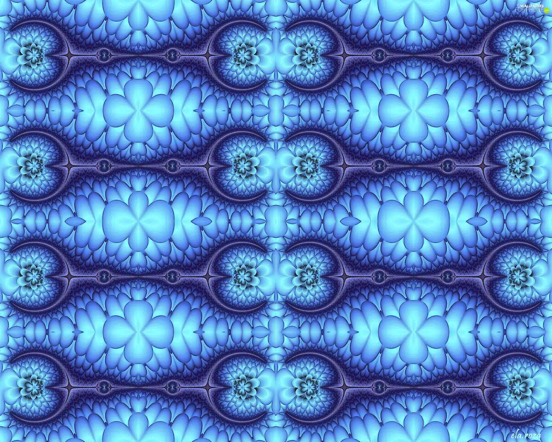 Blue, patterns, fractals, Abstract