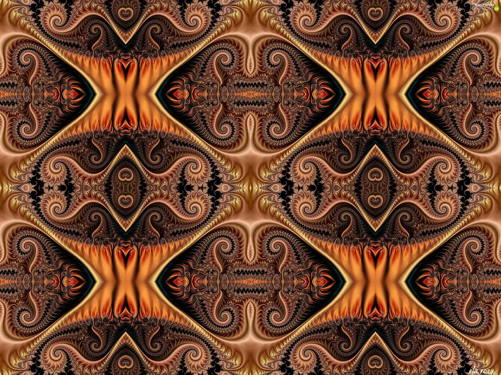 brown, patterns, fractals, Orange
