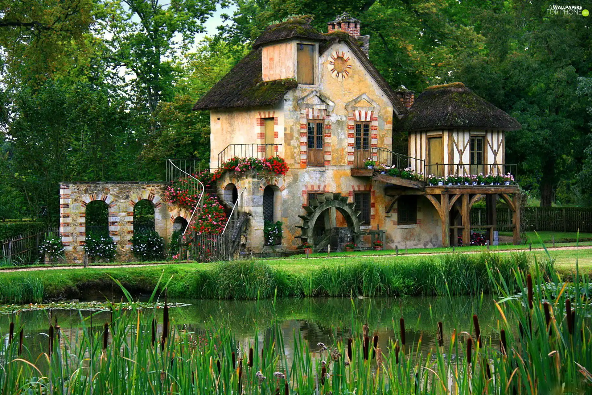 Windmill, Skansen, France, Pond - car