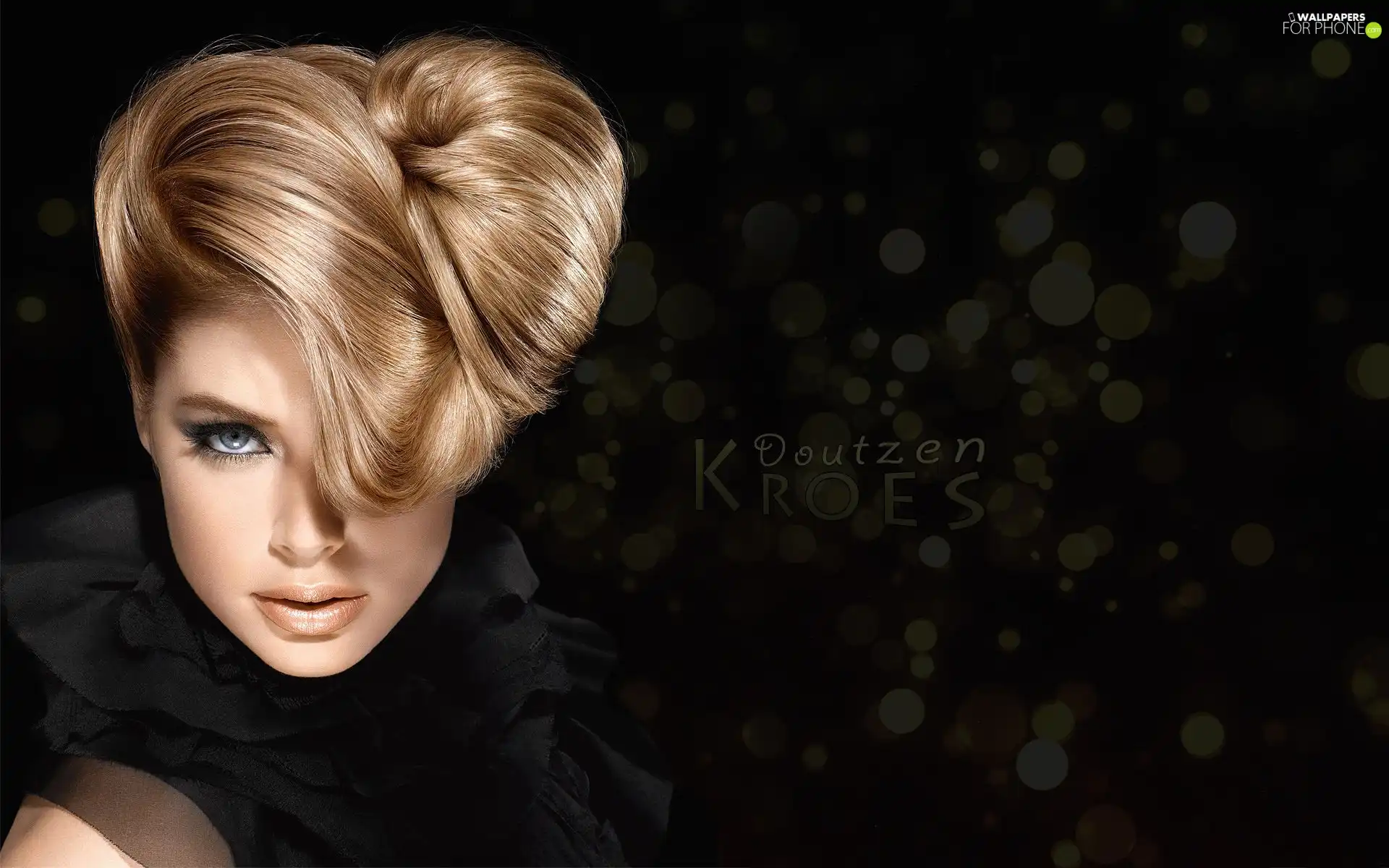 Doutzen Kroes, bun, frills, Blond