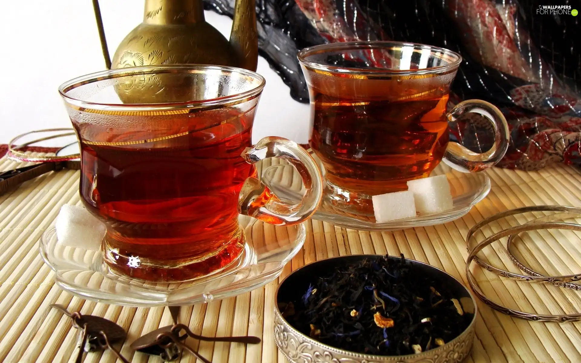 fruit, cups, tea