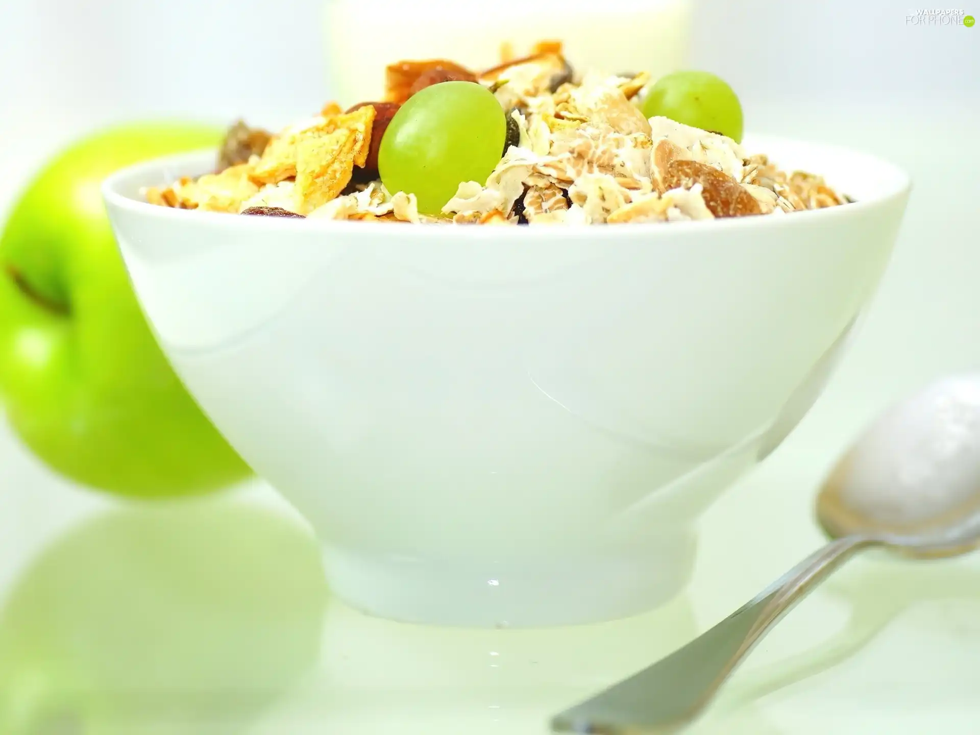 flakes, bucket, Fruits, bowl