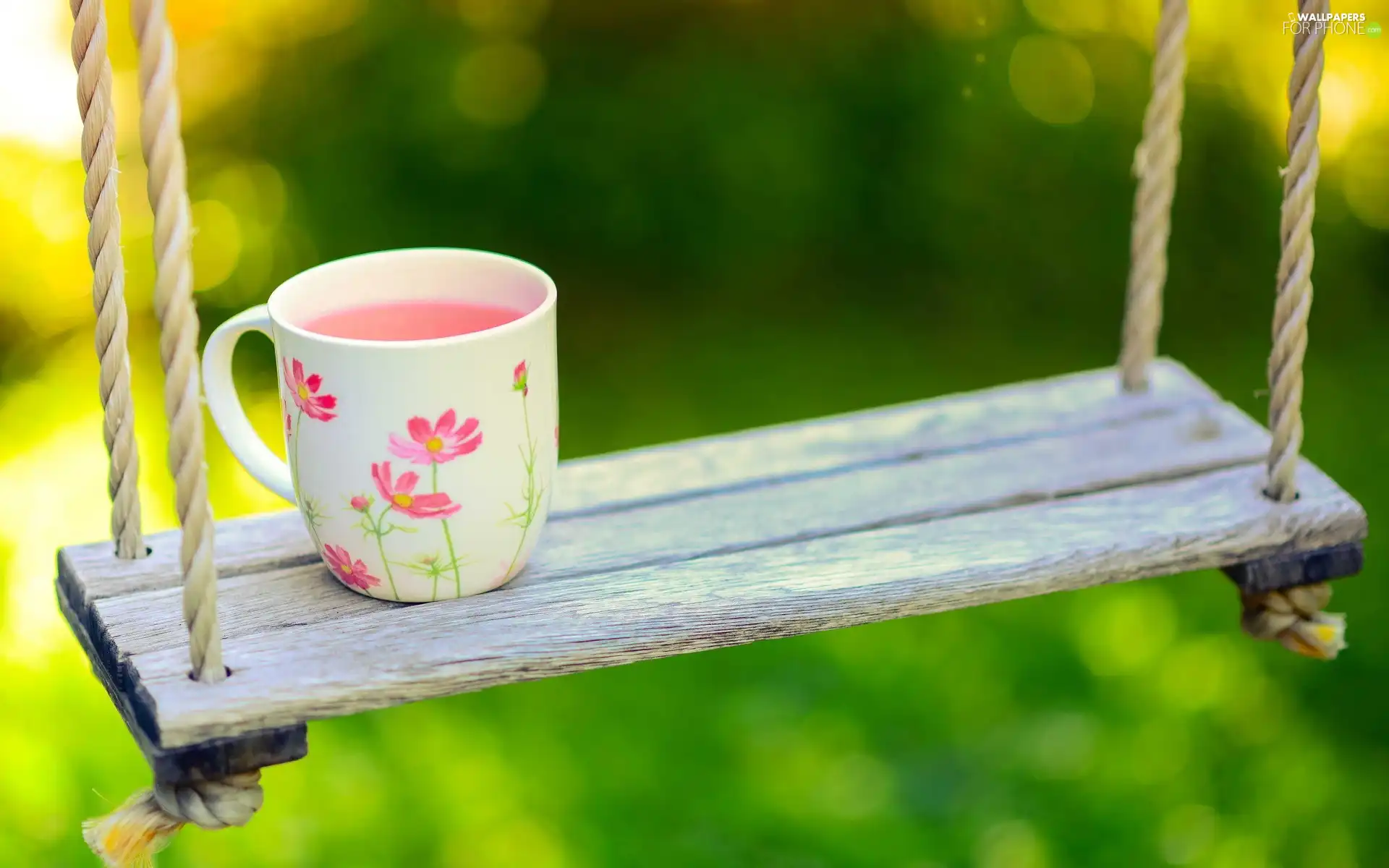Swing, tea, Garden, Cup