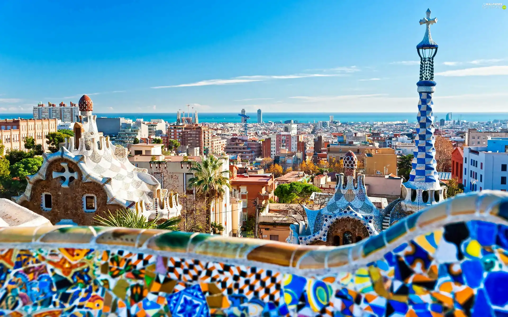 panorama, buildings, Gaudi, Barcelona