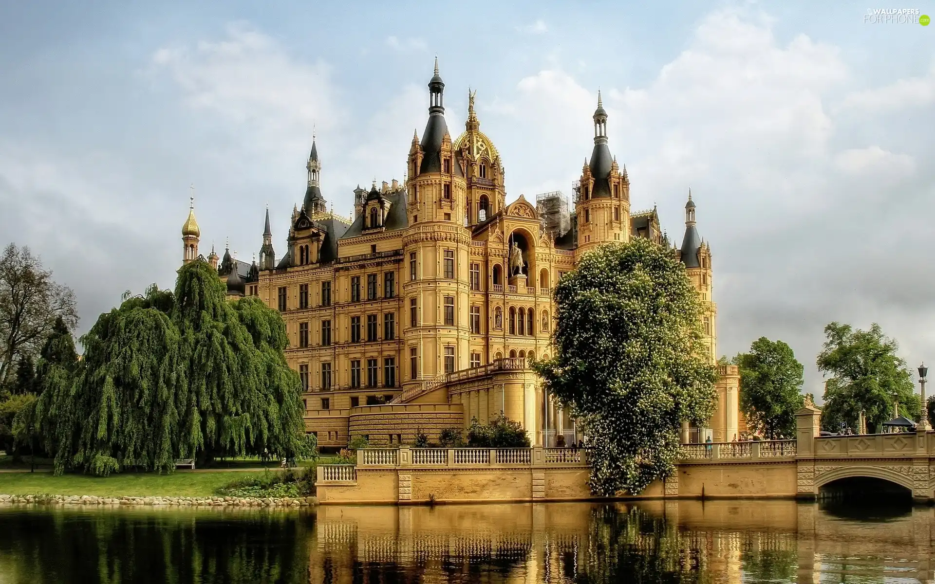 Castle, River, Germany, bridge