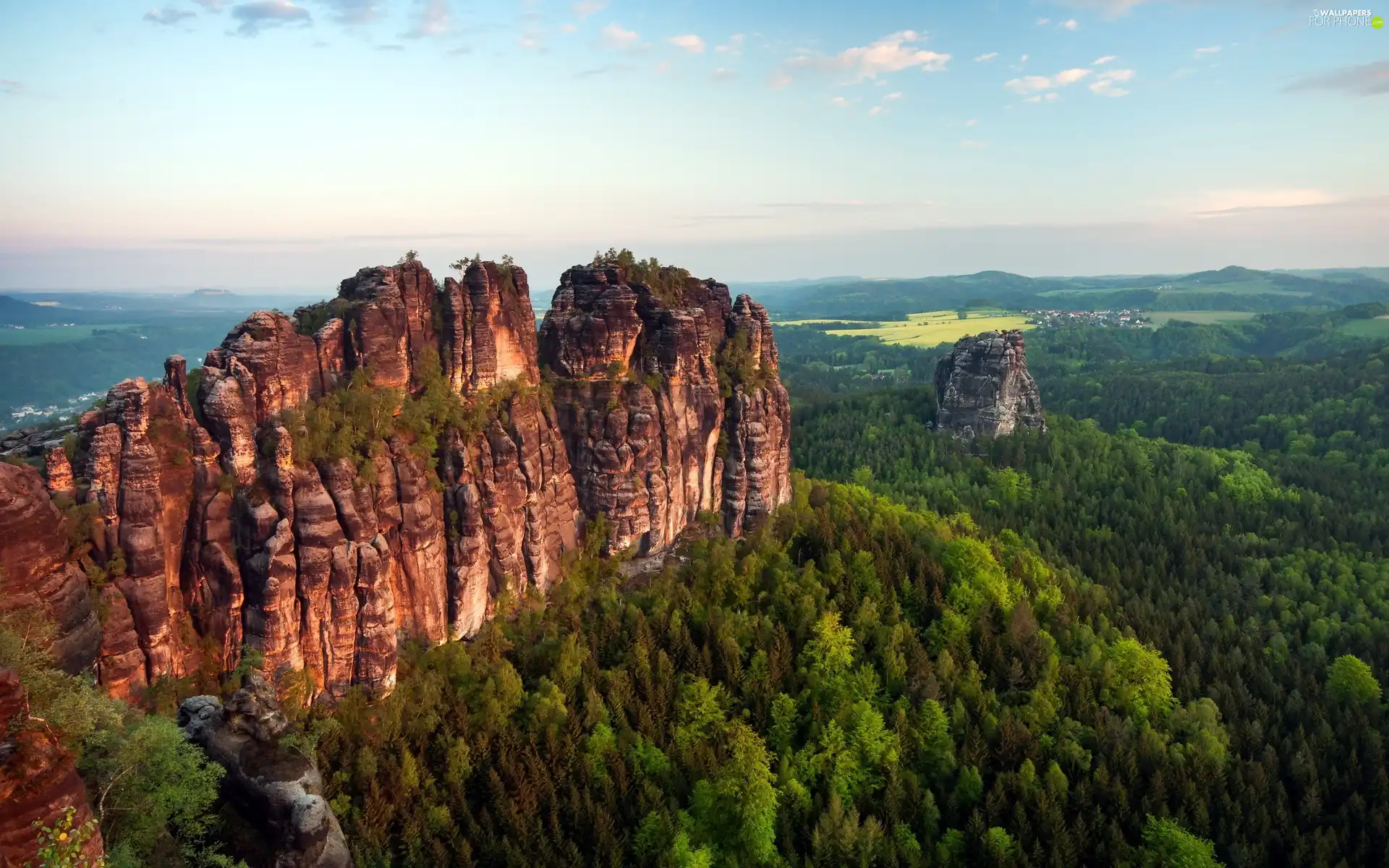 Mountains, woods, Germany, Rocky