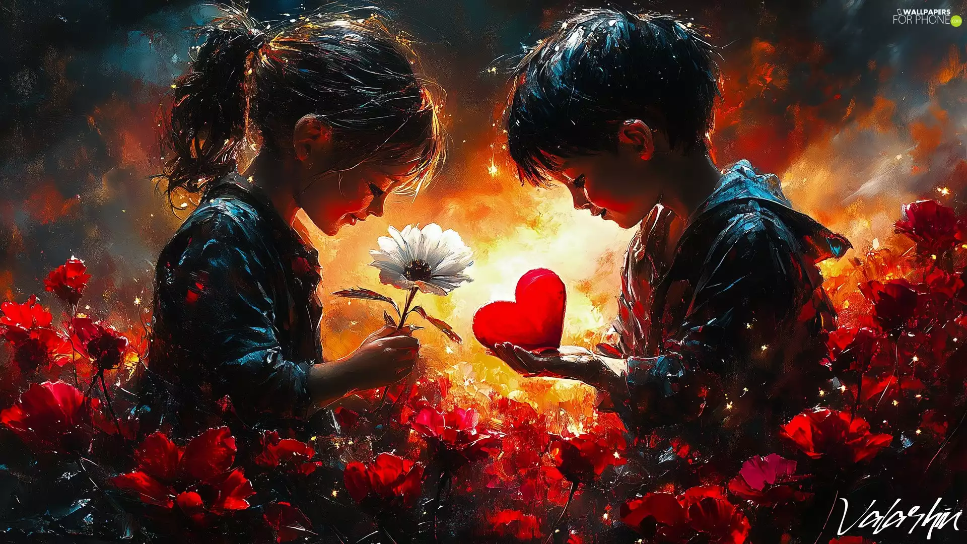 White, boy, Red, graphics, Flowers, Kids, girl, Al, Colourfull Flowers, Heart