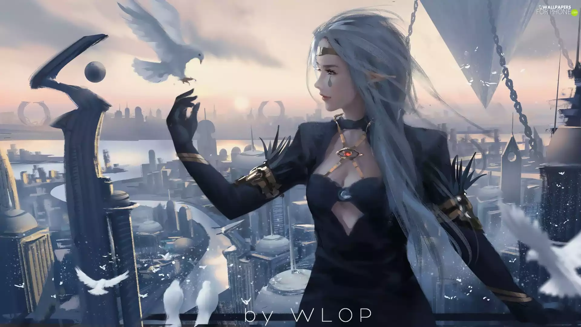 graphics, elf, dove, girl