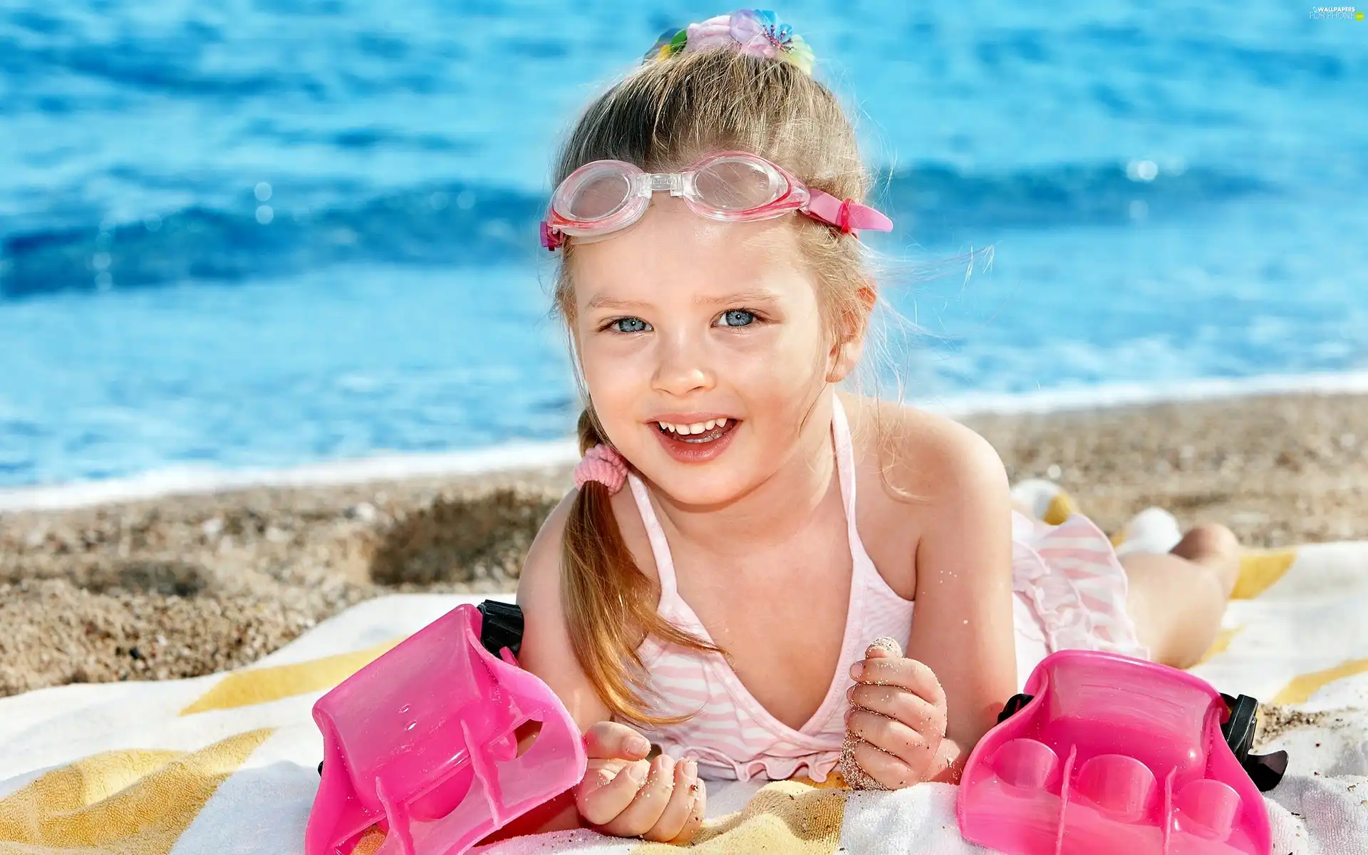 Glasses, girl, Beaches