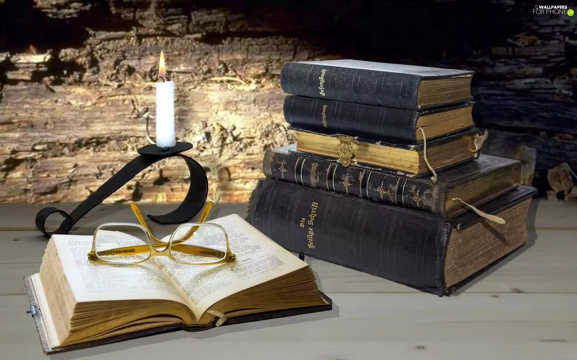Glasses, Books, Candle