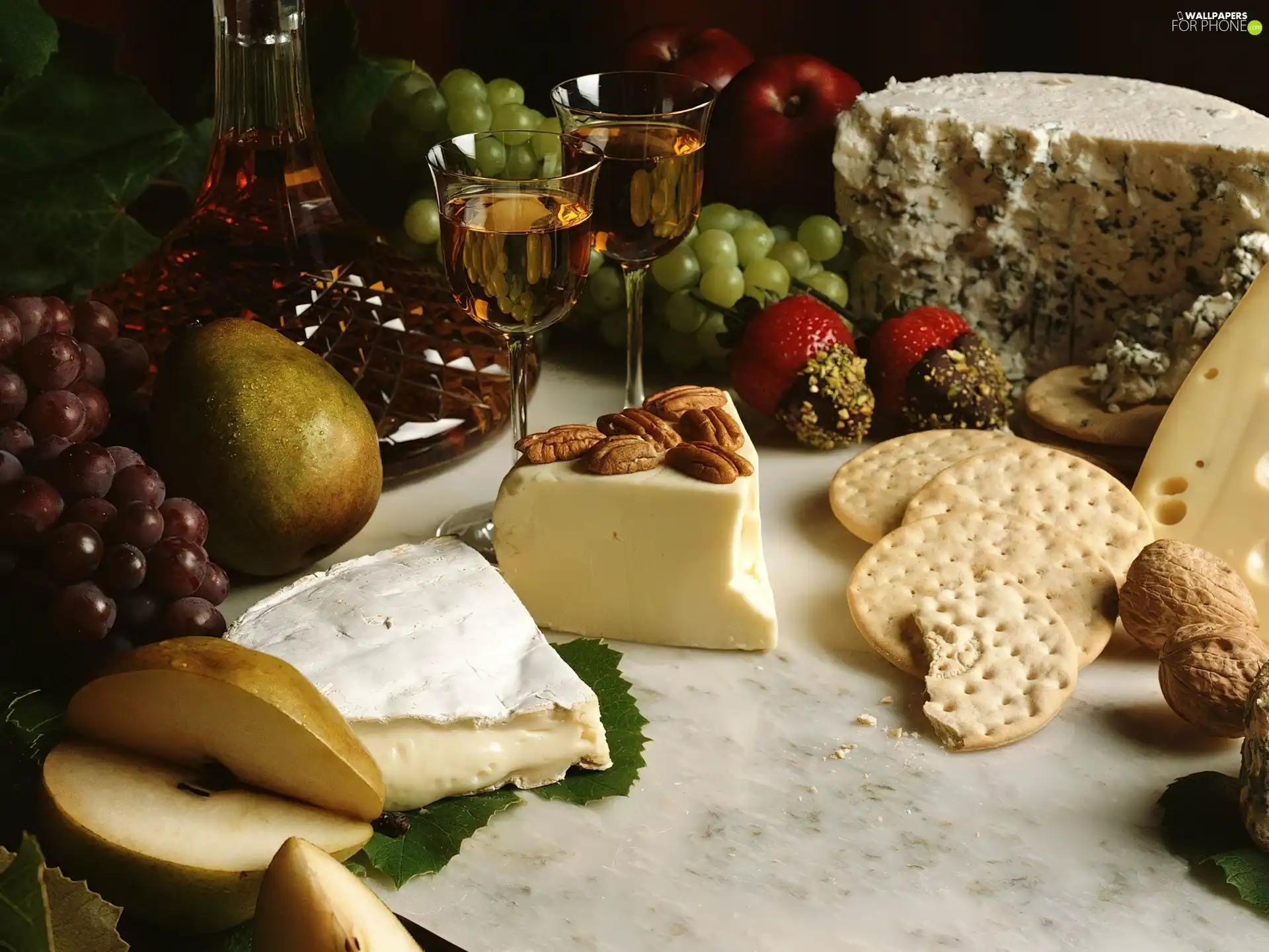 glasses, Fruits, Cheese, Wine, different